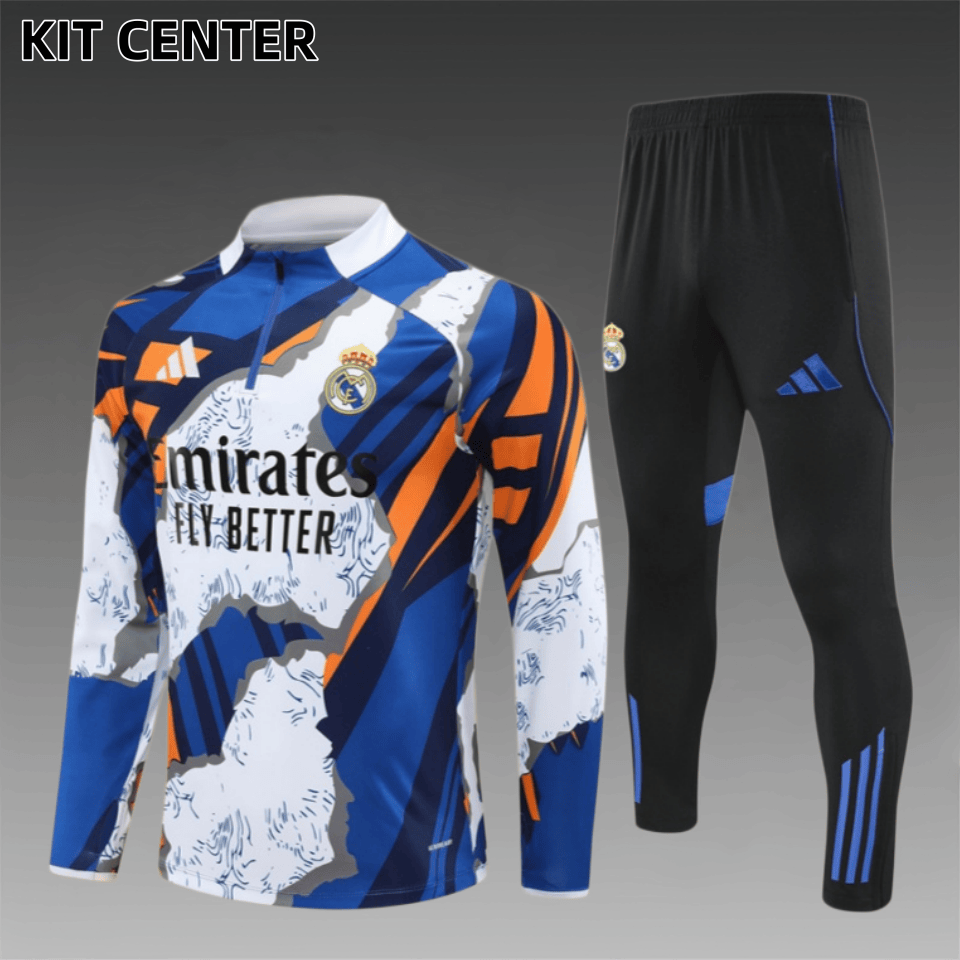 25/26 Real MadridHuang Lan Half Zip Training Kit (Adult Kids Kit)