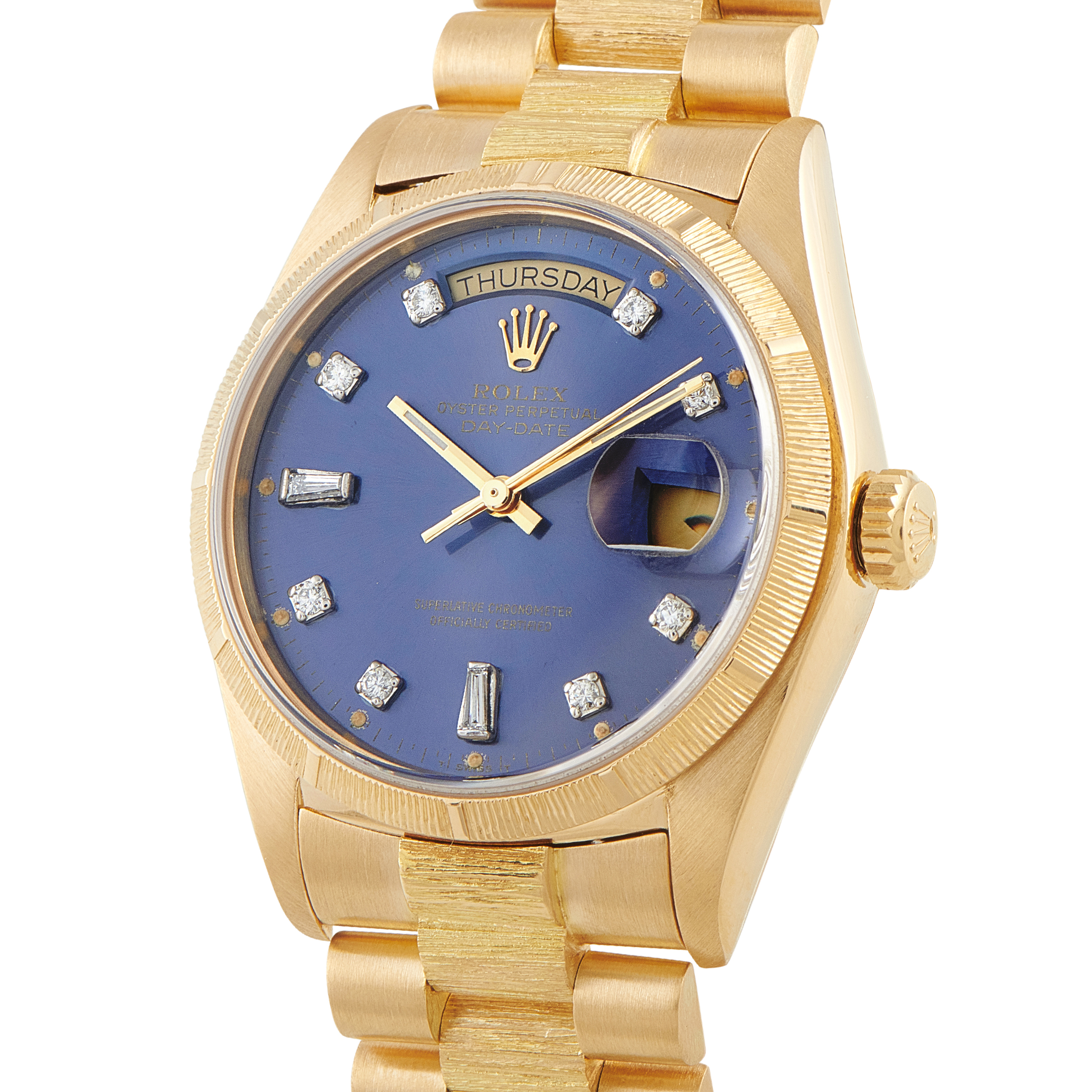 RolexDay-Date 36 Bark Blue Dial Yellow Gold President Watch 18078