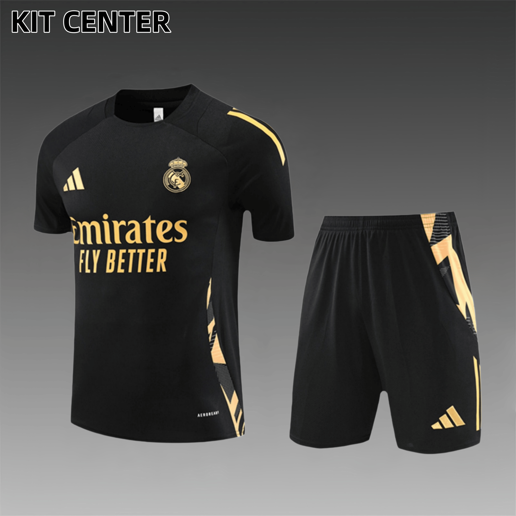 2024/2025 Real Madrid Black Adult Short Sleeve Training Suit (Adult Kit)