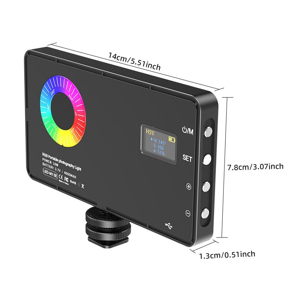 Portable RGB LED Video Panel Light, Rechargeable Dimmable Camera Fill Light 2500K-8500K, Clip-on Metallic Selfie Light for Smartphone, Vlogging, Live Streaming, Portrait & Product Photography
