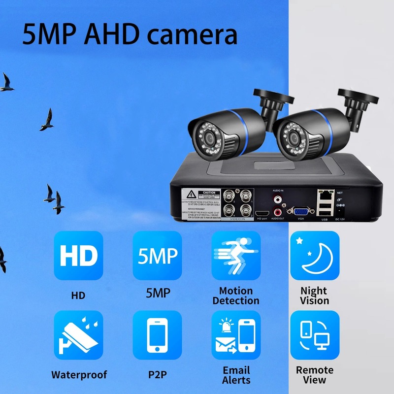GADINAN 5MP AHD DVR Surveillance Video Camera Kit 24pcs IR LED light CCTV Camera Security System Waterproof Security Camera