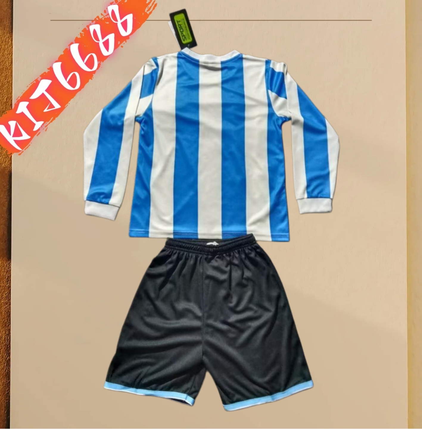 1998 Argentina home Retro long sleeves Football Shirt ( Kids Kit )