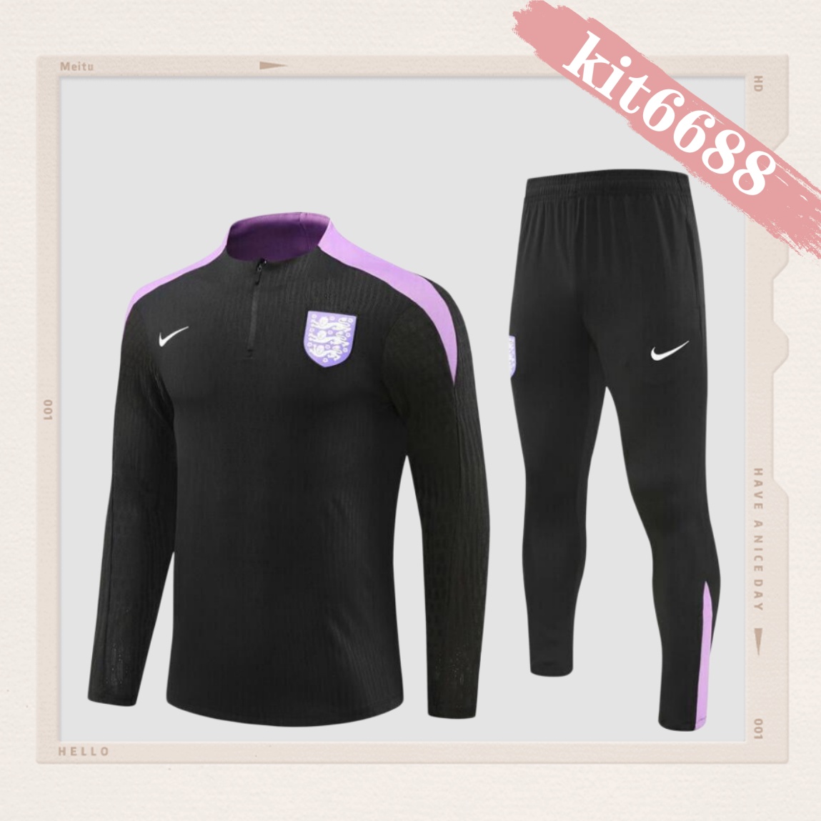 2024/2025 England Black Half Zip Training Kit -  (Adult Kids Kit)