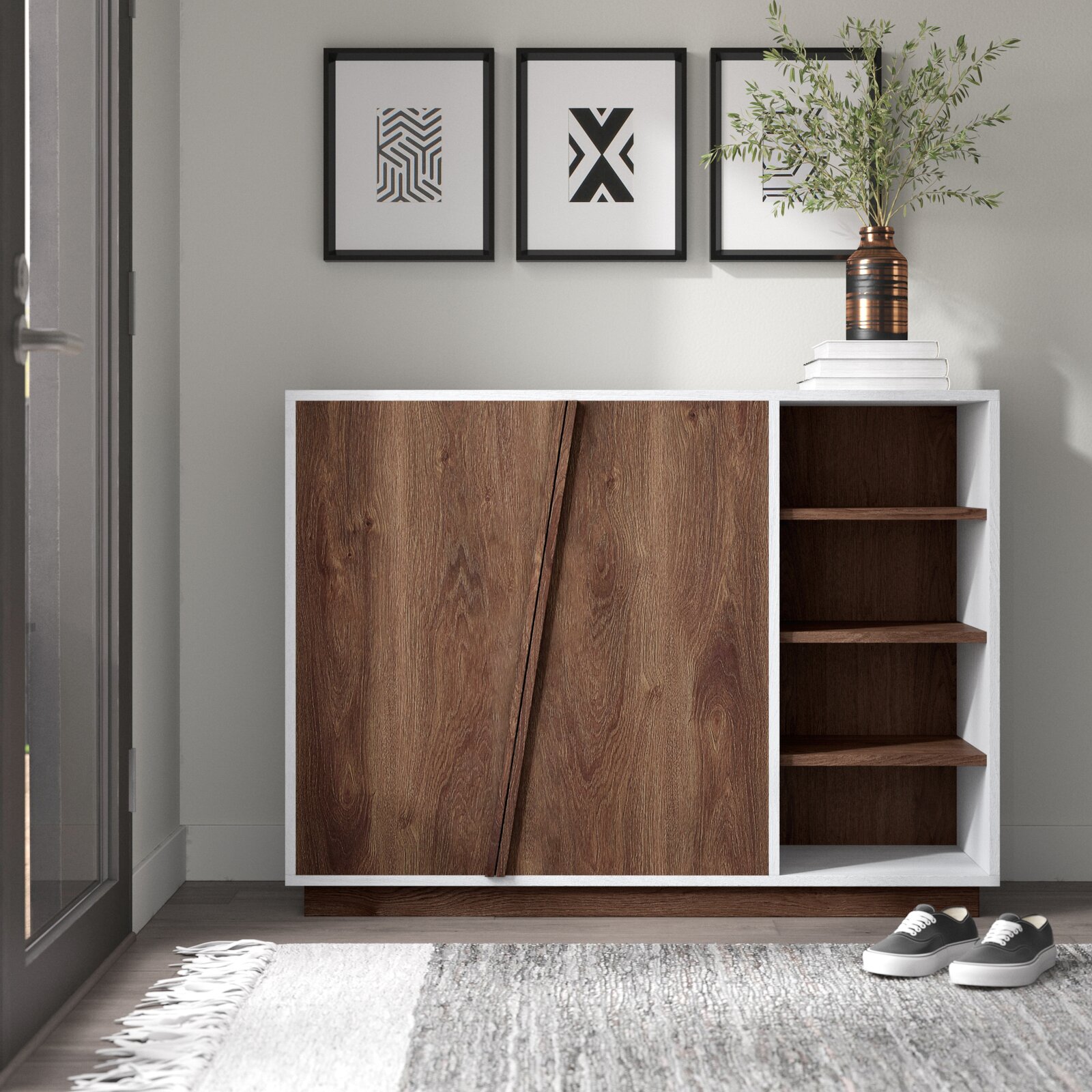 16 Pair Shoe Storage Cabinet