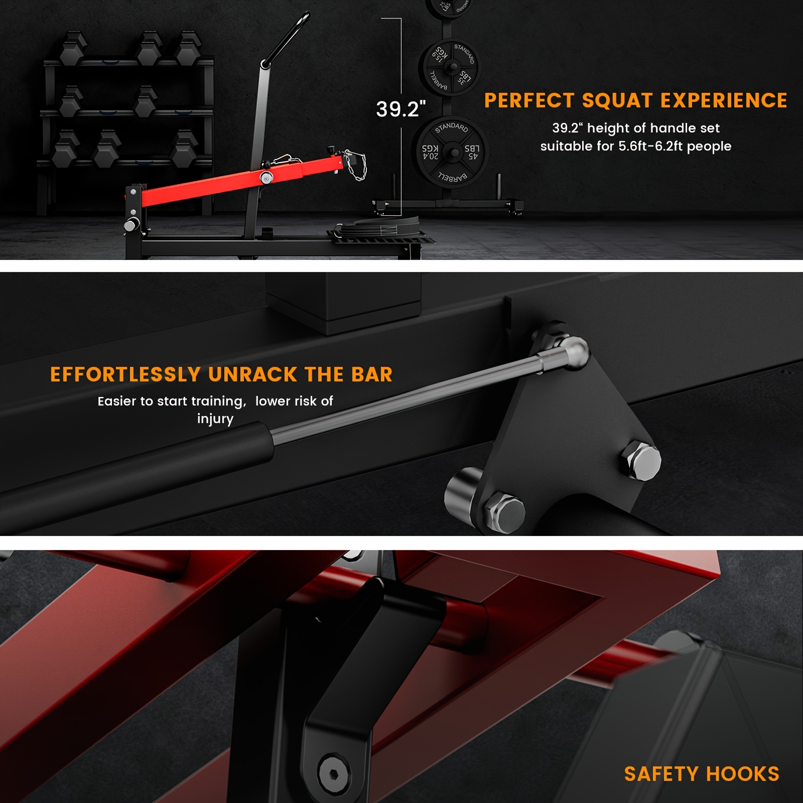 800-pound load-bearing belt squat machine, equipped with a safety stopper, Hack Squat machine with weightlifting belt, provides lower body training functionality and 4 adjustable positions, with non-slip pedals