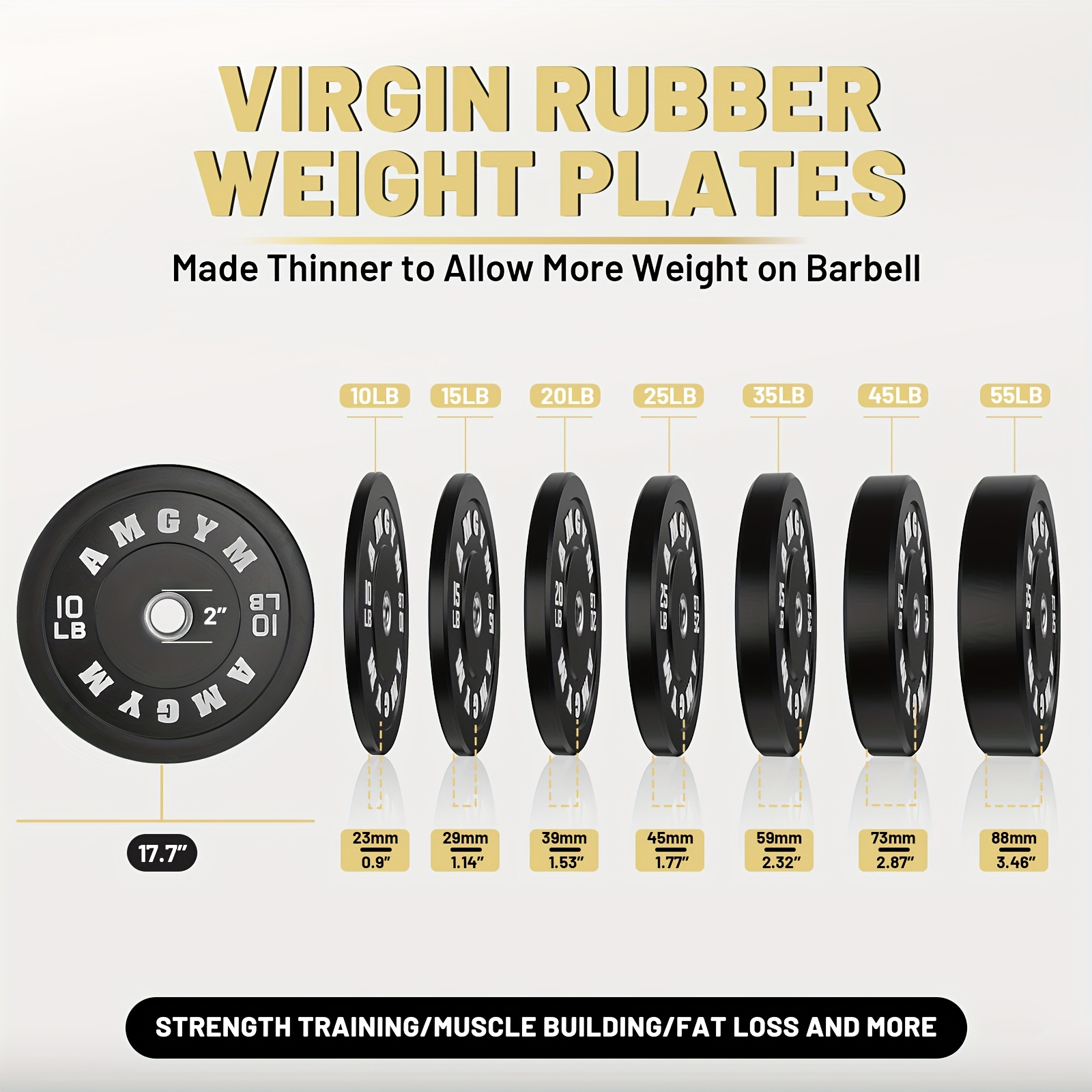 Bumper Plate Weight Plate Set, 20-400 lb Barbell Weight Plate Set for Home Gym, Black Rubber Weight Lifting Strength Training Plate