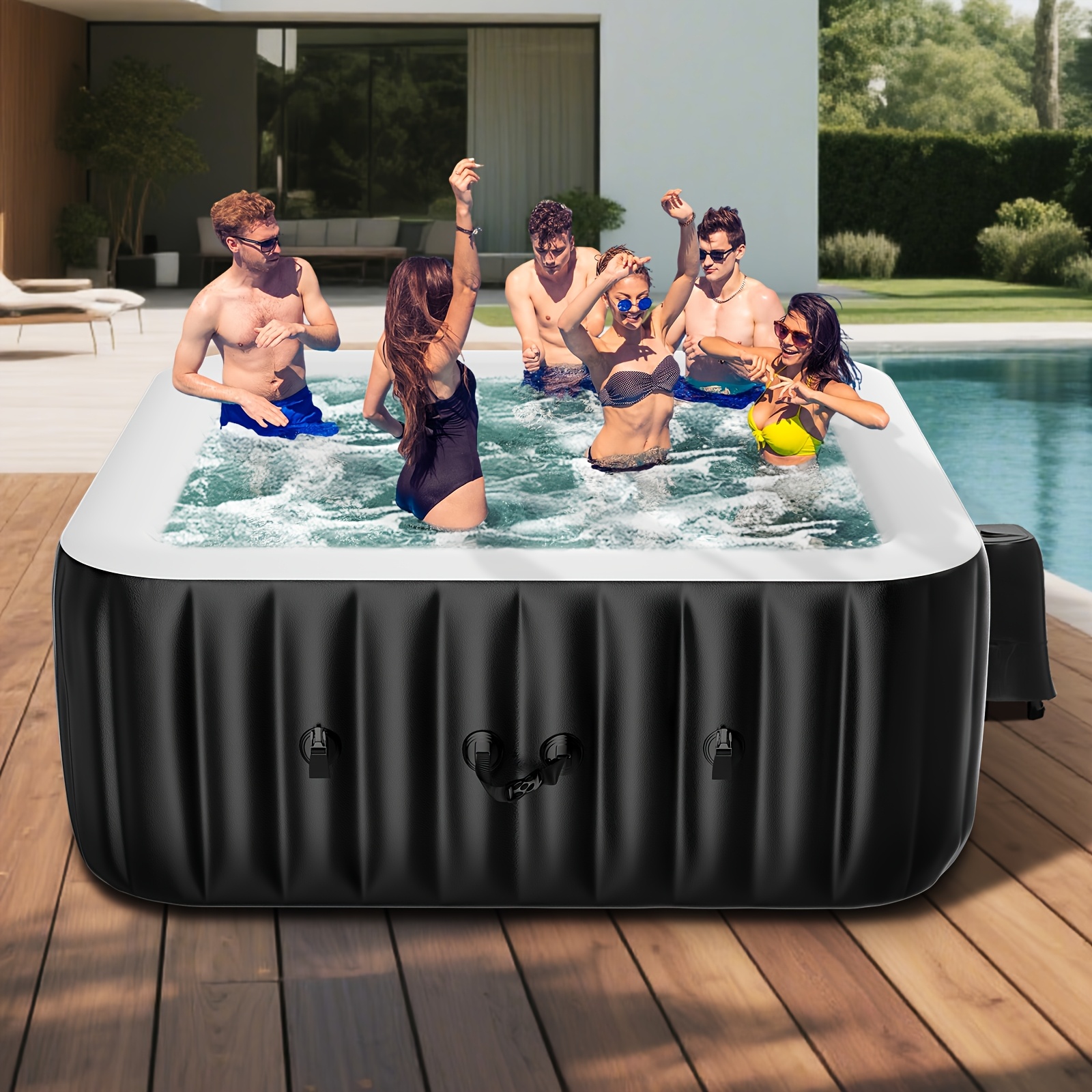 Square 6-person inflatable wave-making bathtub