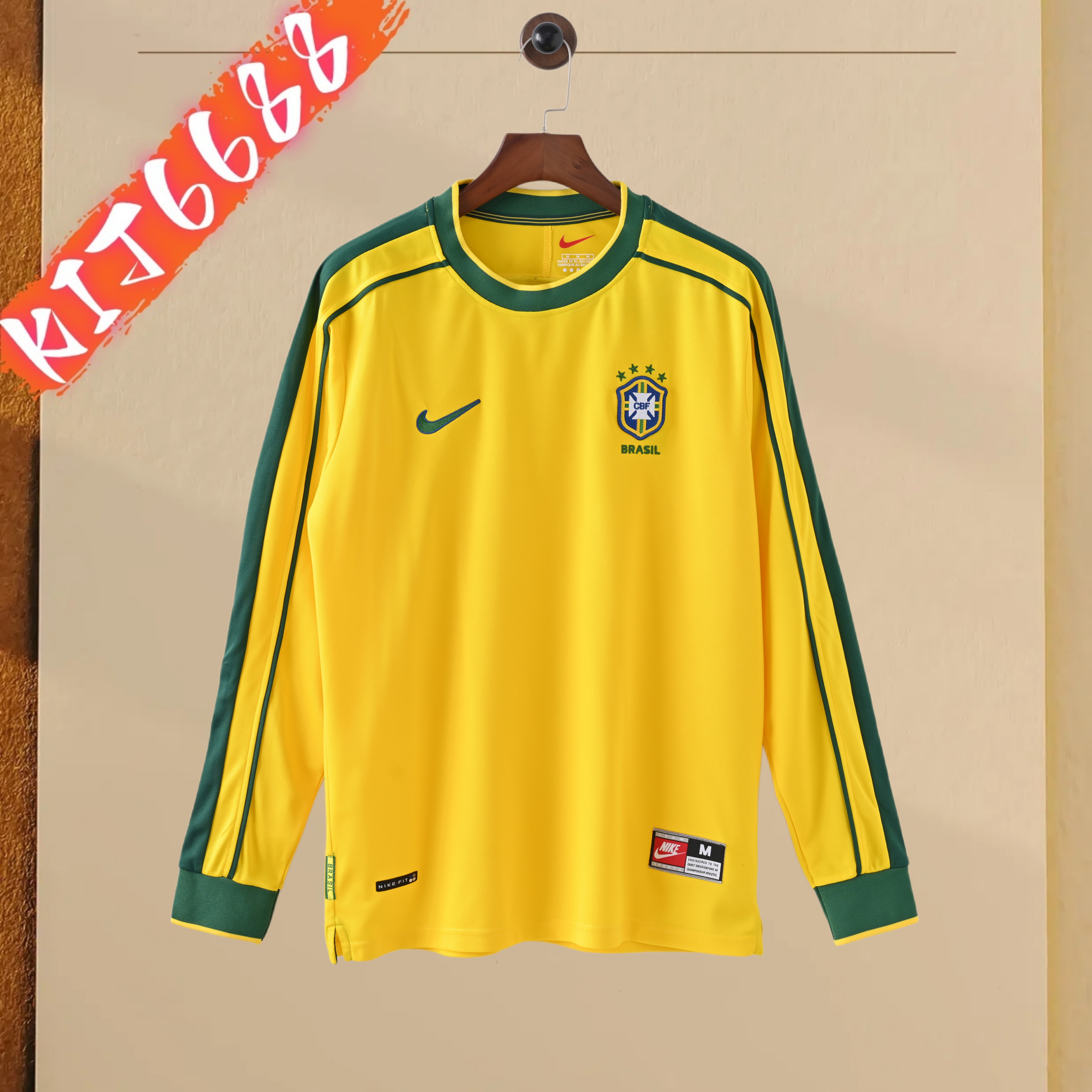 1998 Brazil home Retro Long-Sleeved Football Shirt (Fan Edition)