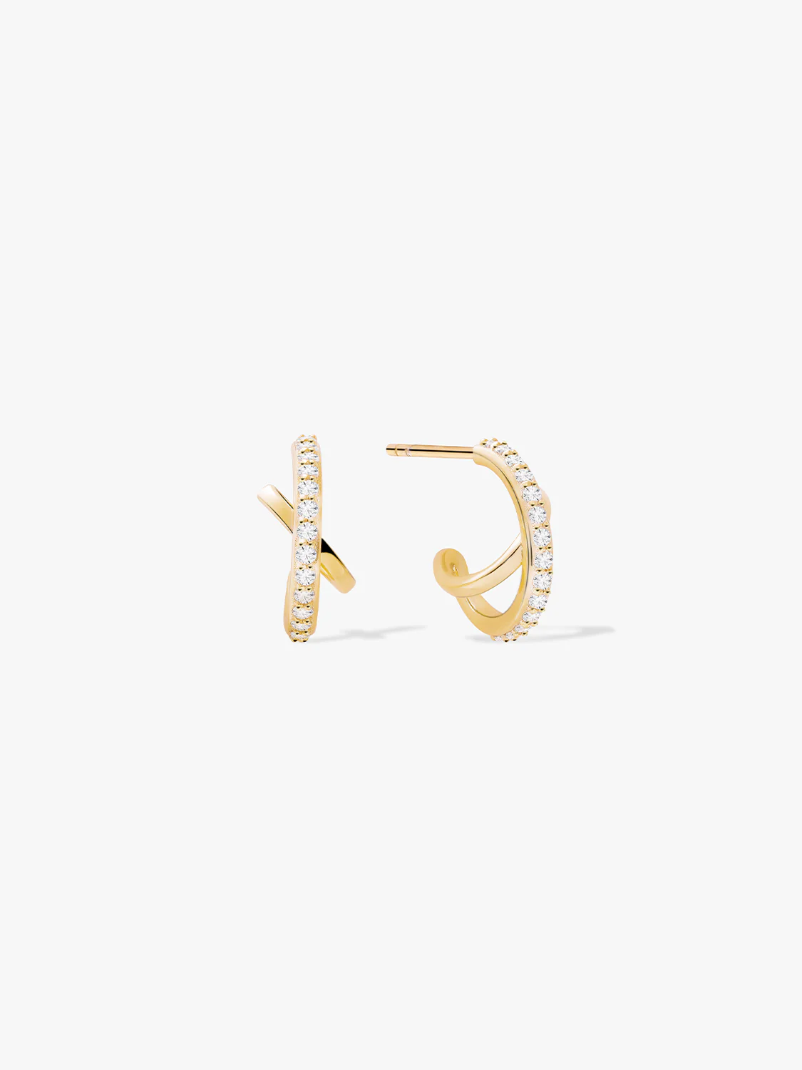 Pave X Cross Hoops