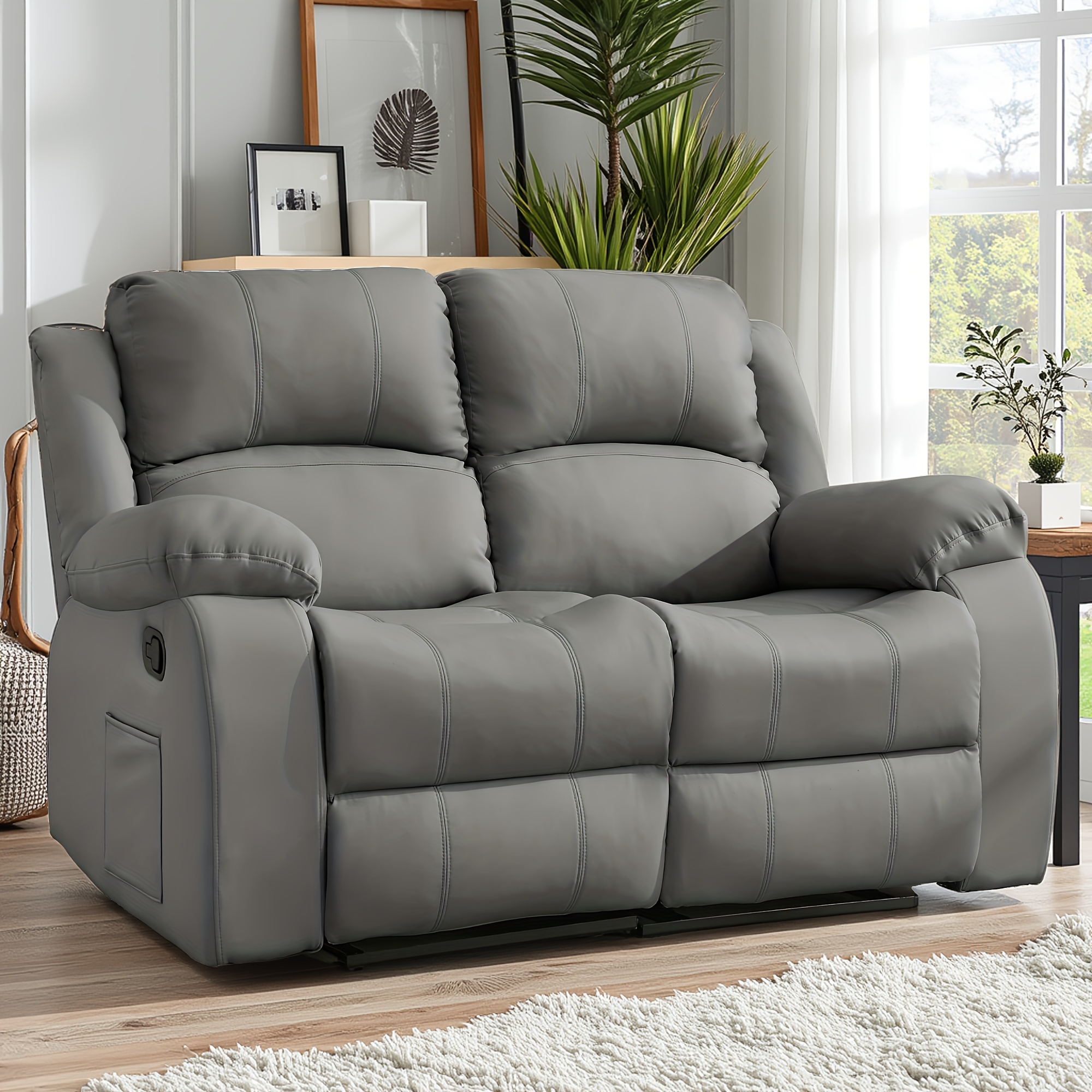 Double recliner, double adjustable recliner with side pockets, manual recliner sofa suitable for the living room, home recliner sofa set, sofa with recliners, double sofa suitable for the living room and home theater