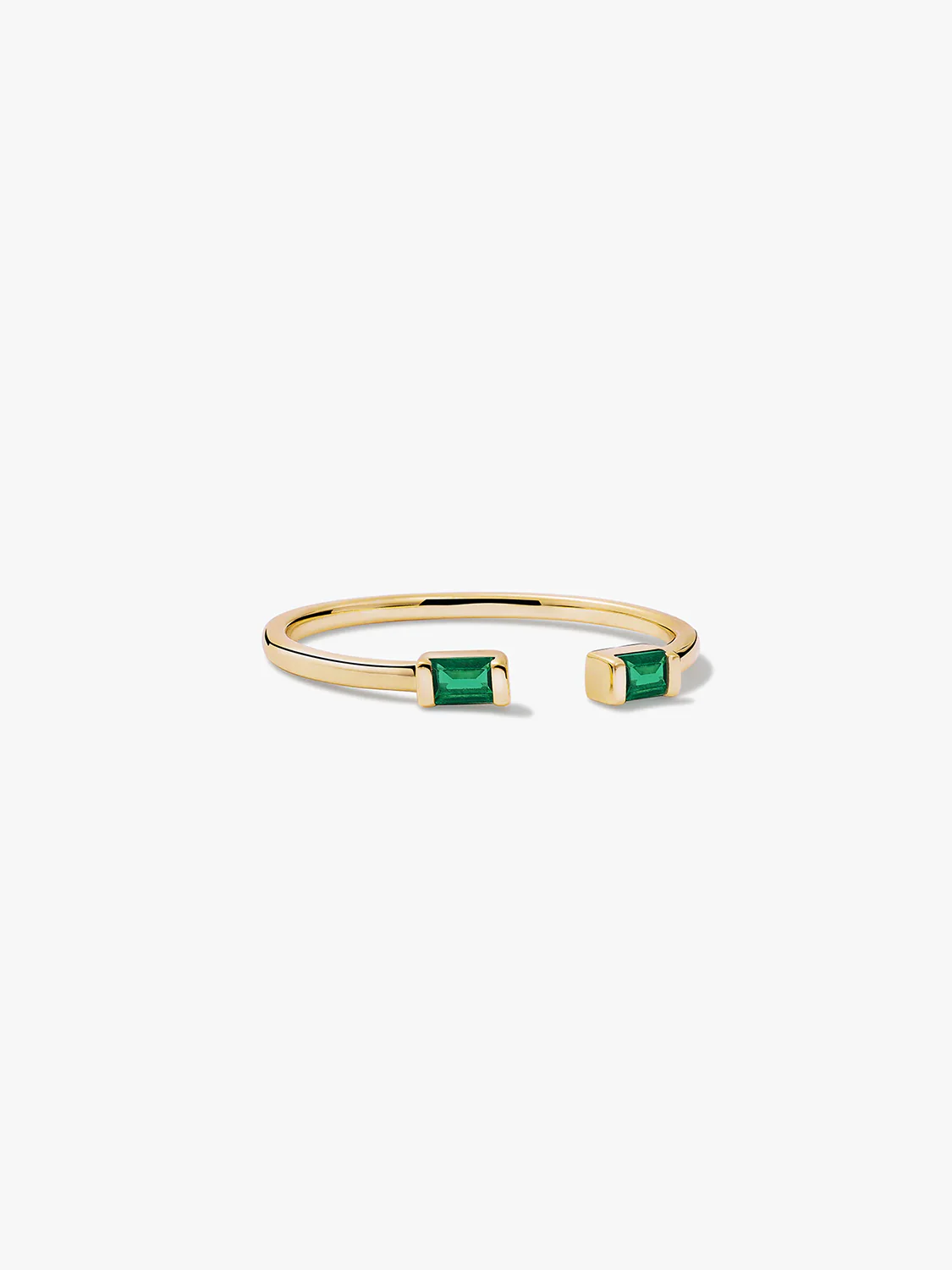 Baguette Emerald Open Ring