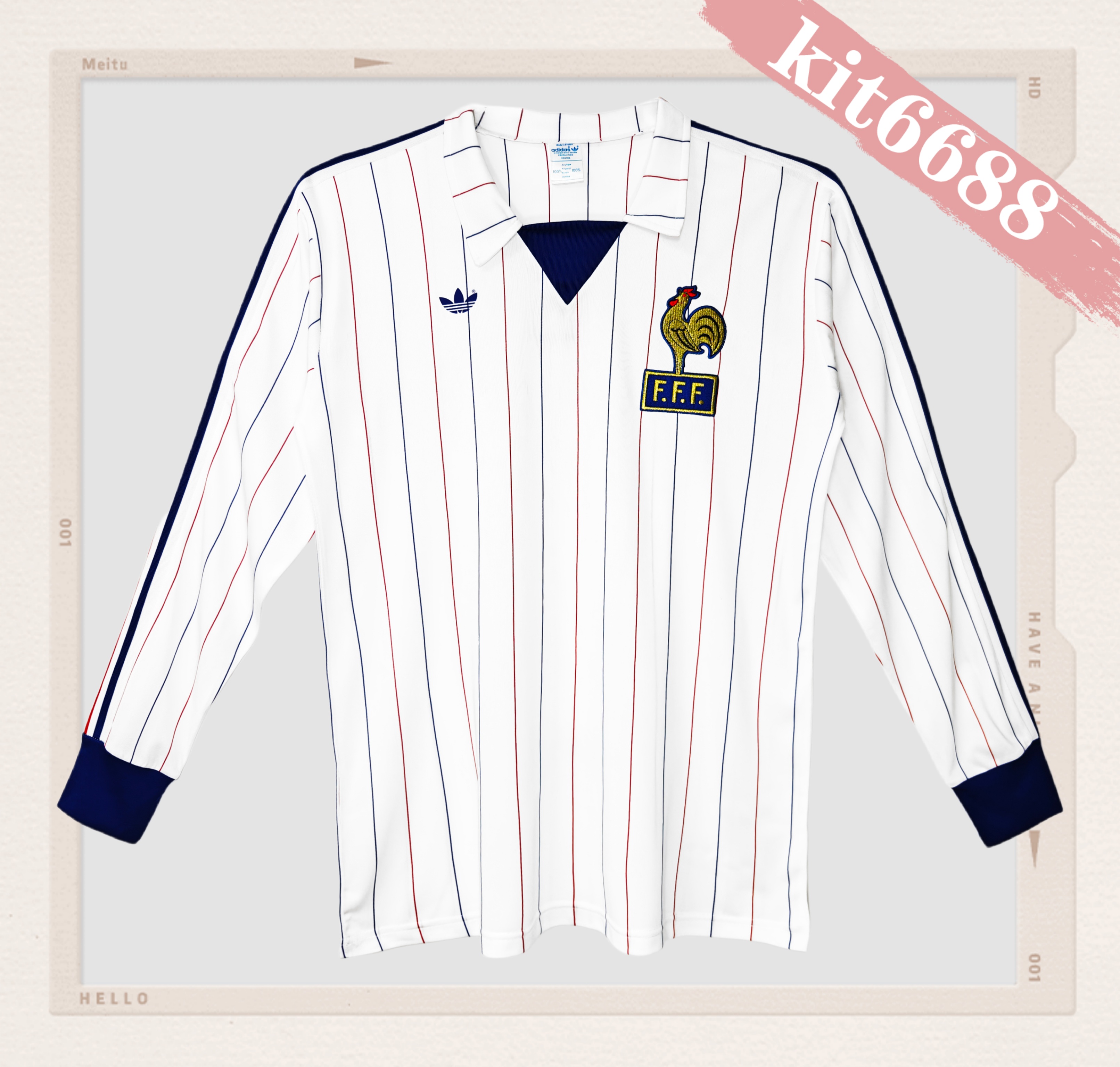 80/82 France Away Retro long Football Shirt