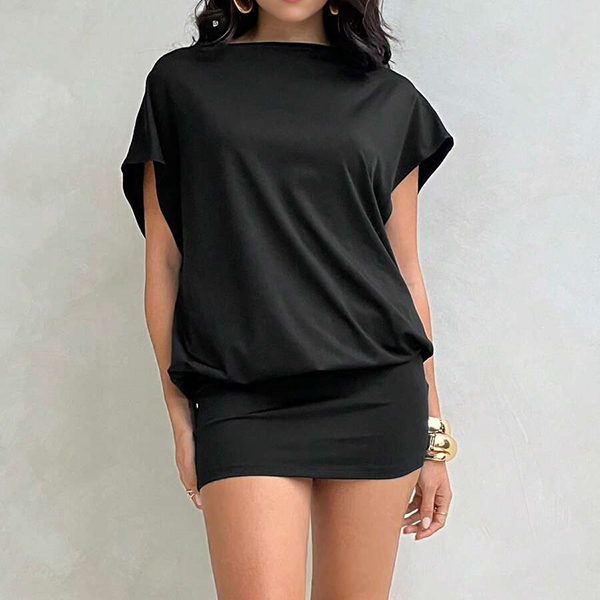 GEDRAPEERD RUGDETAIL JURK