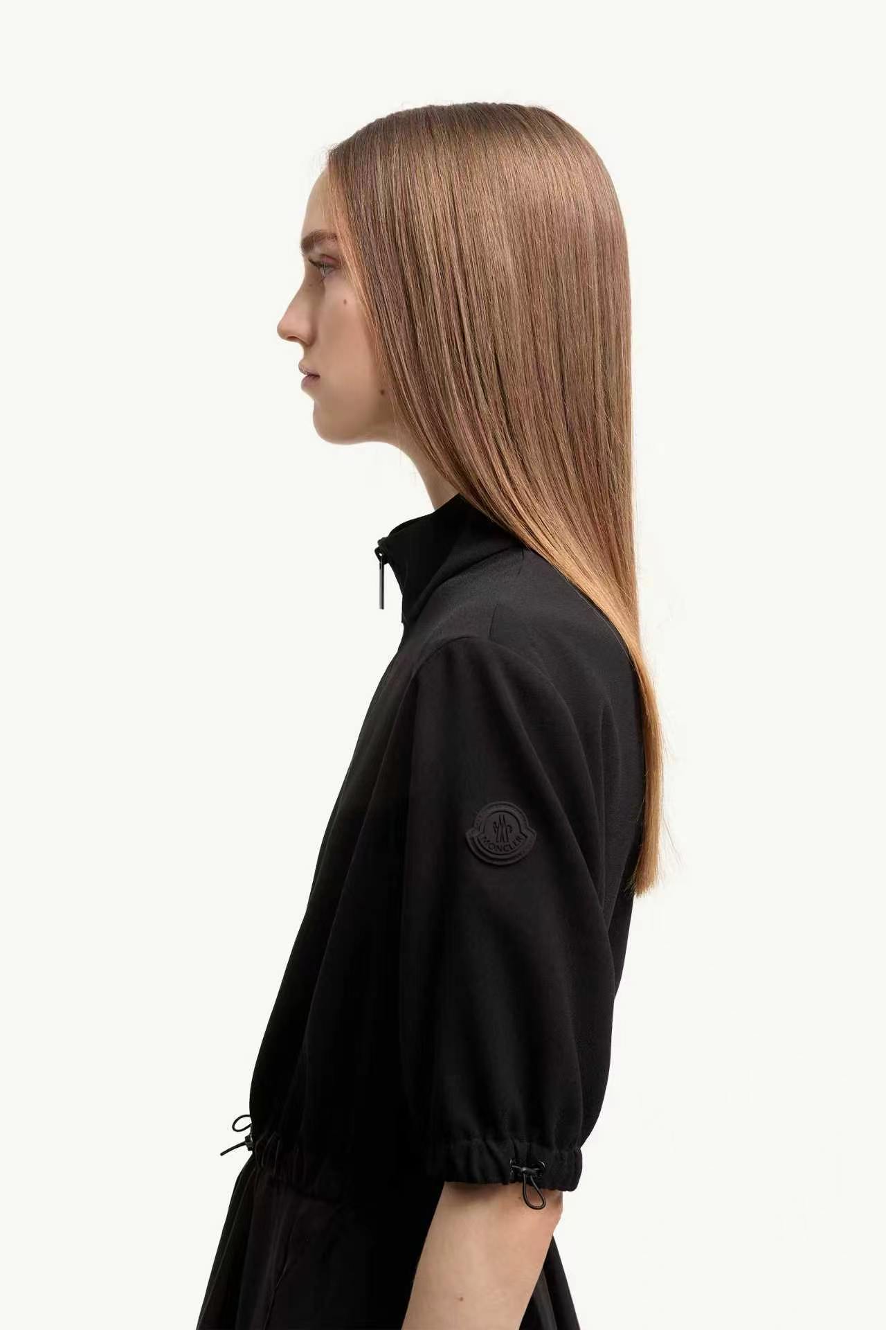 Moncler 2026 Summer Autumn Women's Dress Polyester Stand Collar 1/2 Sleeve Zipper Casual Long Slim Woman's Dresses MKDFWD26001