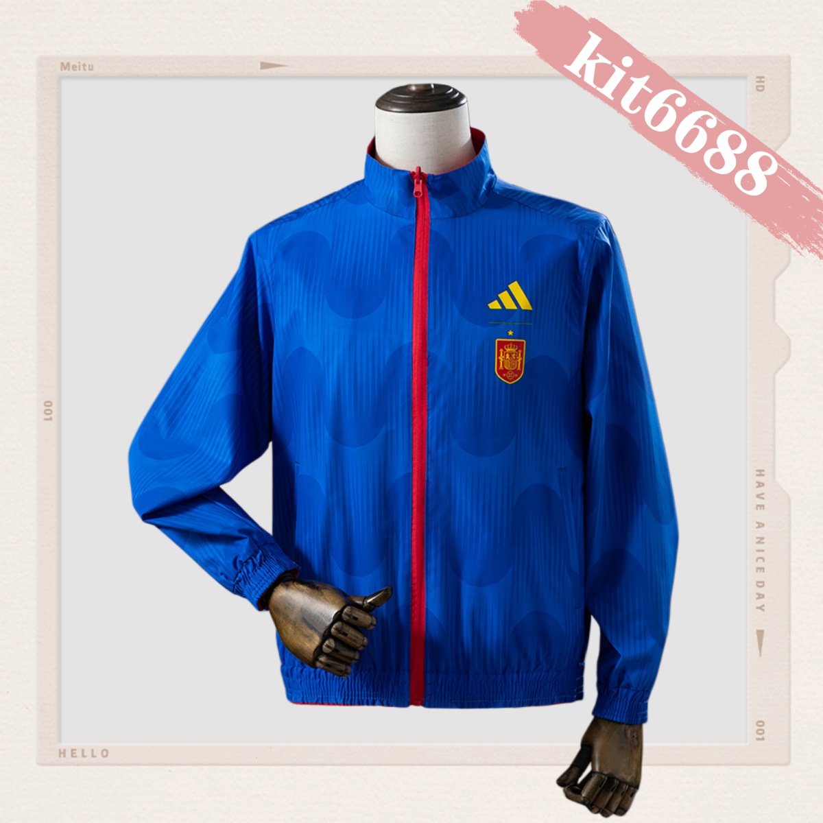 2026 Spain Reversible Jacket Windbreaker - Red & Blue