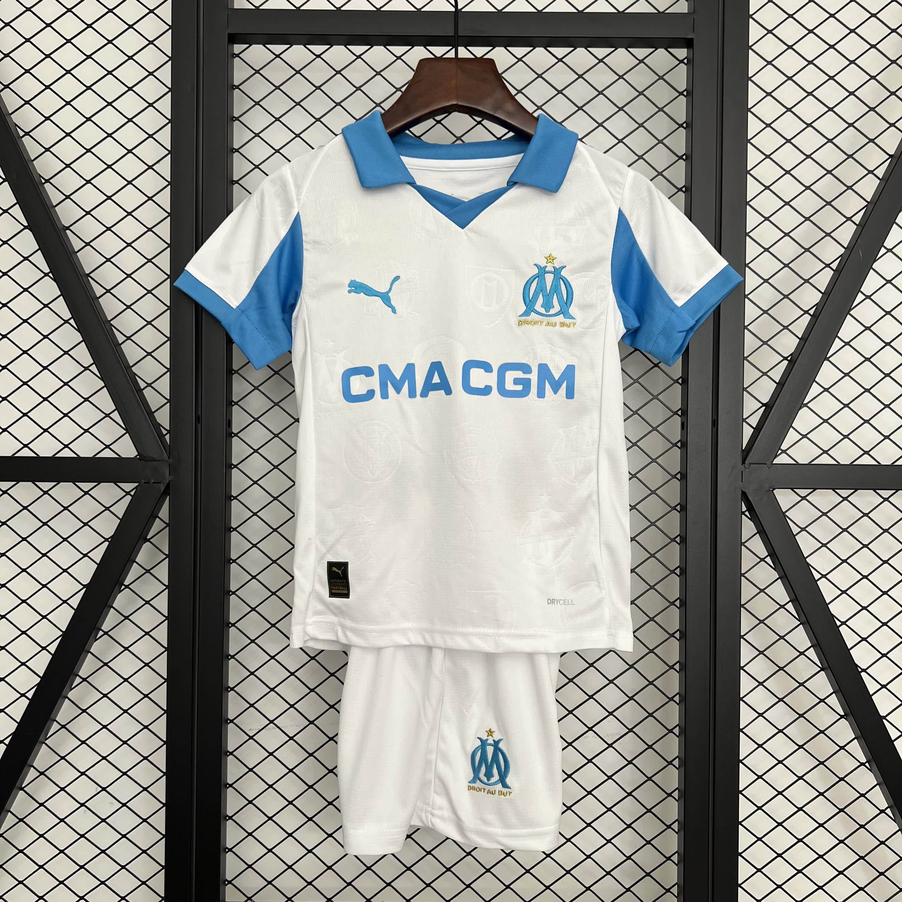 2025/2026 Marseille Home Football Shirt（Kids Kit socks ）