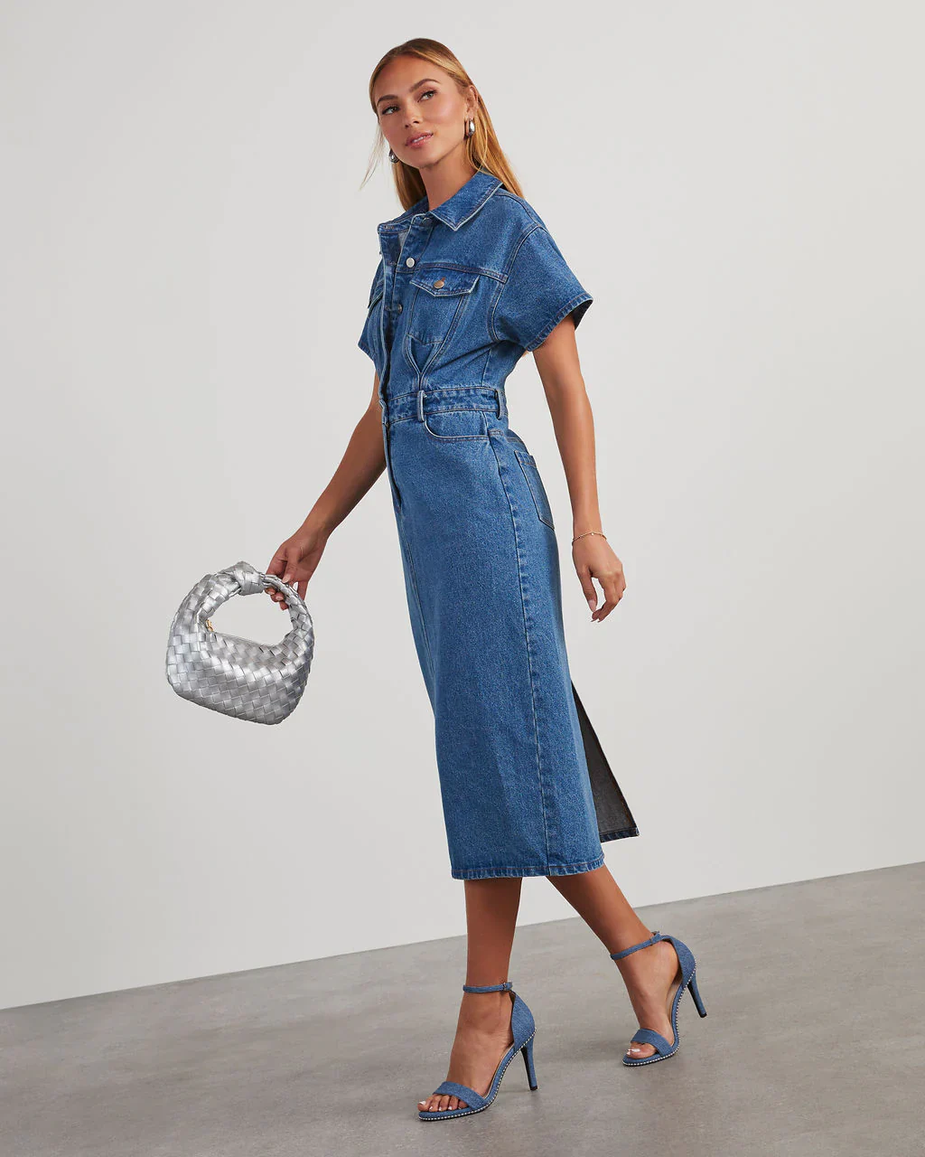 Beckford Collared Denim Midi Dress