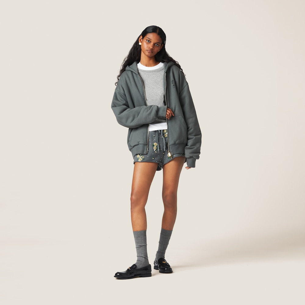 Garment dyed cotton fleece hoodie