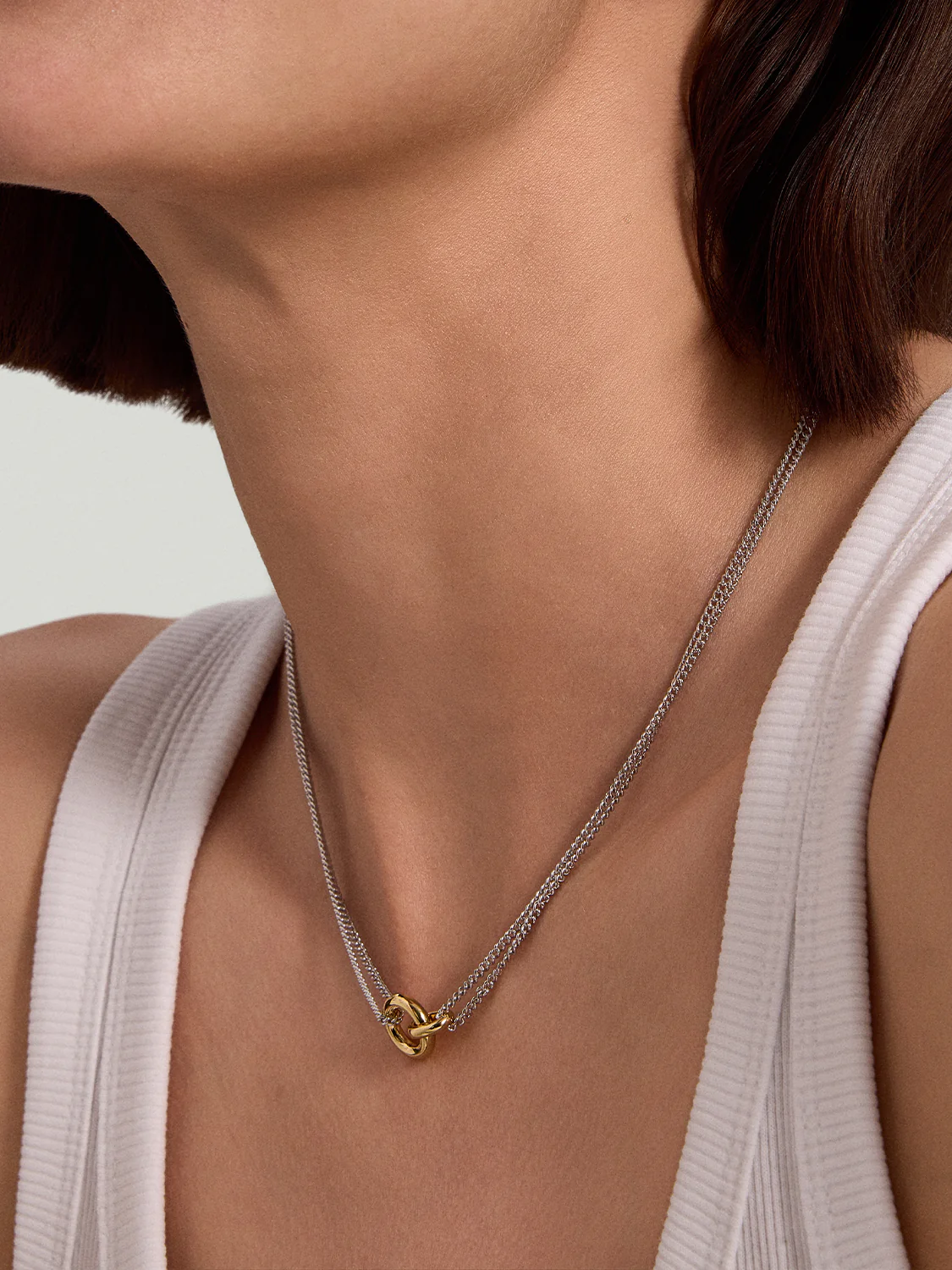 Mixed Linked Layered Necklace