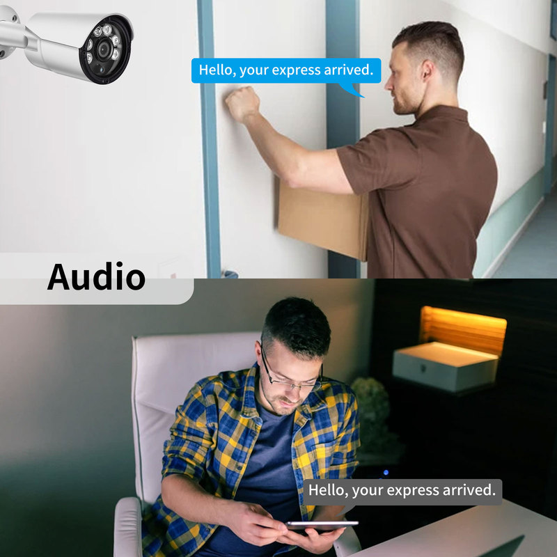 GADINAN 8MP 4K Bullet Camera Wired 5MP Home Security Camera POE Power Supply Audio Dual Light Full Color Night Vision Camera