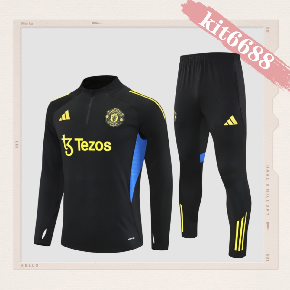 25/26 Manchester United black Half Zip Training Kit (Adult Kids Kit)