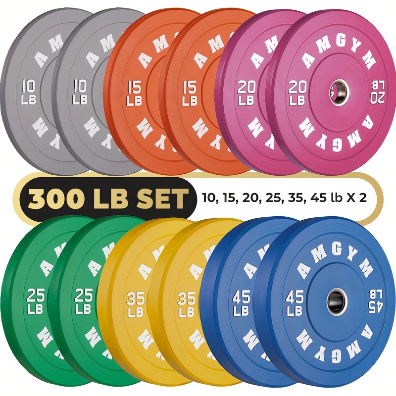 AMGYM Colorful Bumper Plates, Weight Plates, Bumper Weight Plates, Steel Core, Strength Training