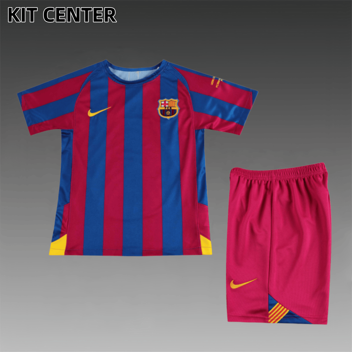 2005/2006 Barcelona home Champions League edition Retro Football Shirt (Kids Kit)