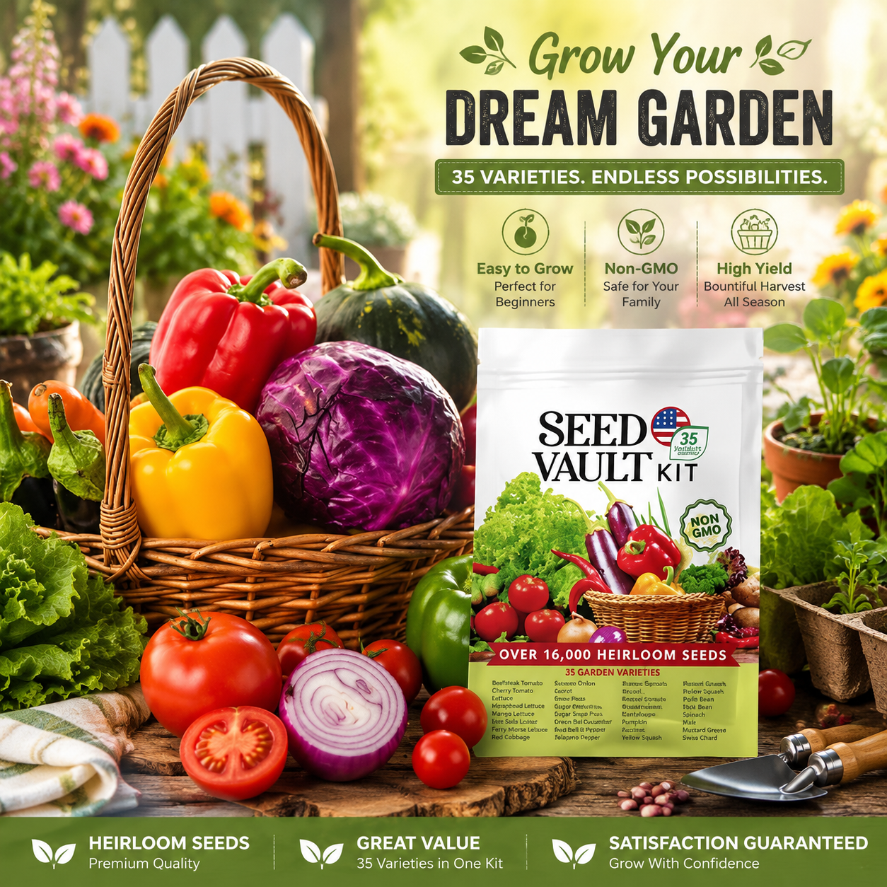🔥LAST DAY 49% OFF🥦Ultimate Survival Seed Vault (15,000+ Seeds) | 35 Variety Pack🌿✈️Buy 2 Free Shipping✈️