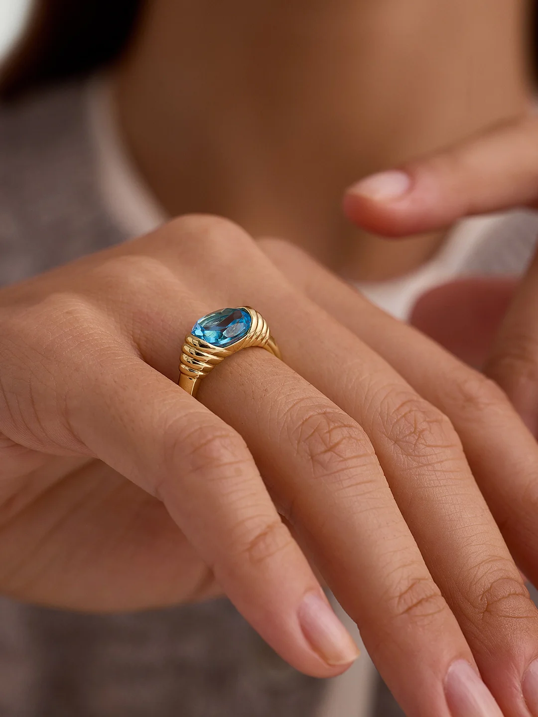 Blue Topaz Statement Ring