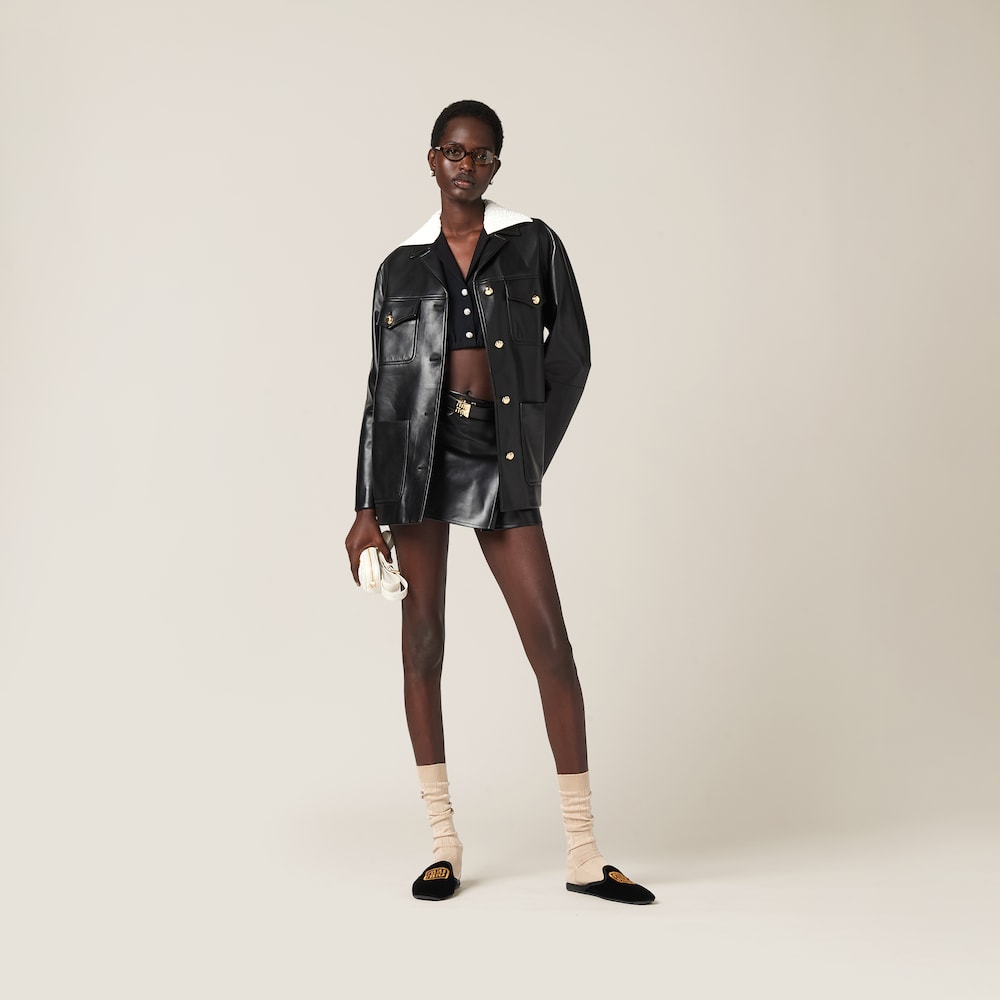 Nappa leather miniskirt