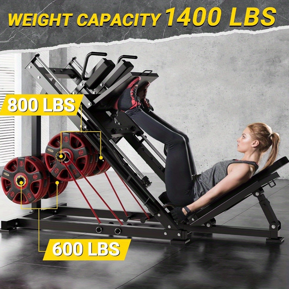 Leg press and hack squat machine combo, 2-in-1 home leg press machine, with linear bearings and weight storage, lower body strength training equipment, suitable for quads, hamstrings, glutes, and calves