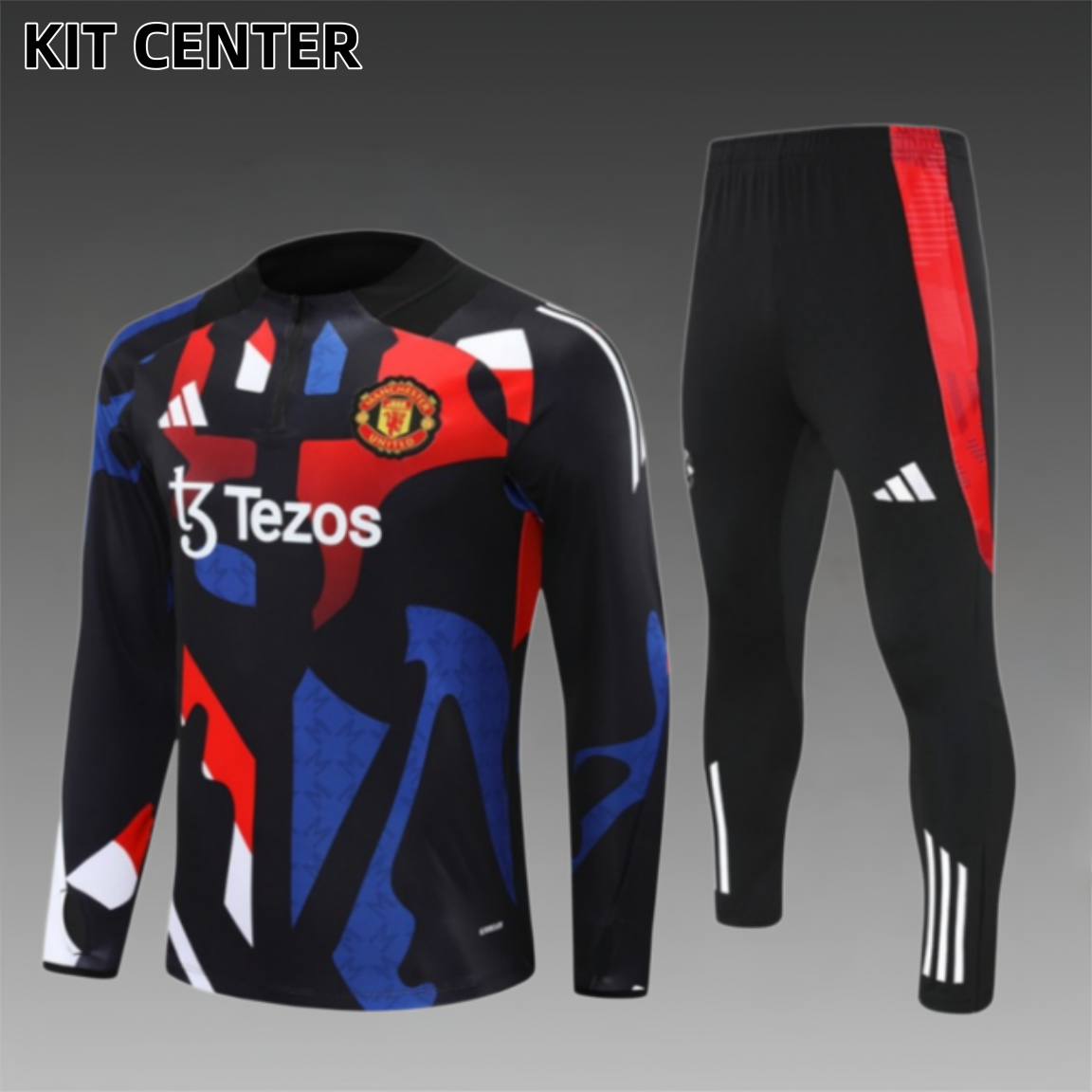 24/25 Manchester United Black  Half Zip Training Kit (Adult Kids Kit)