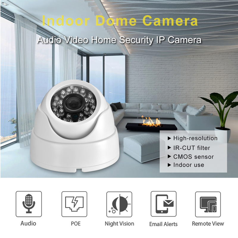 Gadinan 4MP(3MP 1080P) Audio Recording IP Camera Full HD Face Comparison Network POE Night Vision Dome Indoor Home P2P Camera