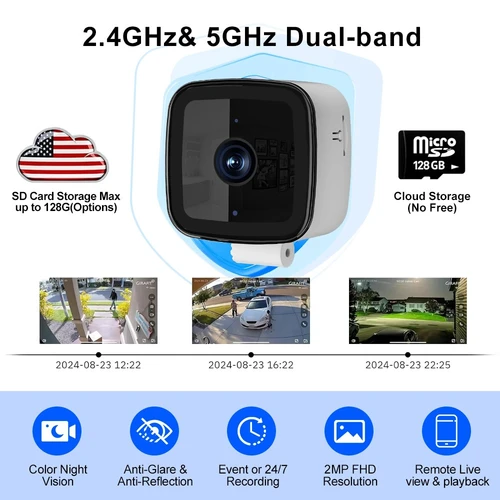 WiFi Smart Home Security Camera, 1080P 2MP, Night Vision, Motion Detection, Remote View Indoor Surveillance Camera for Home Pet Baby Monitoring