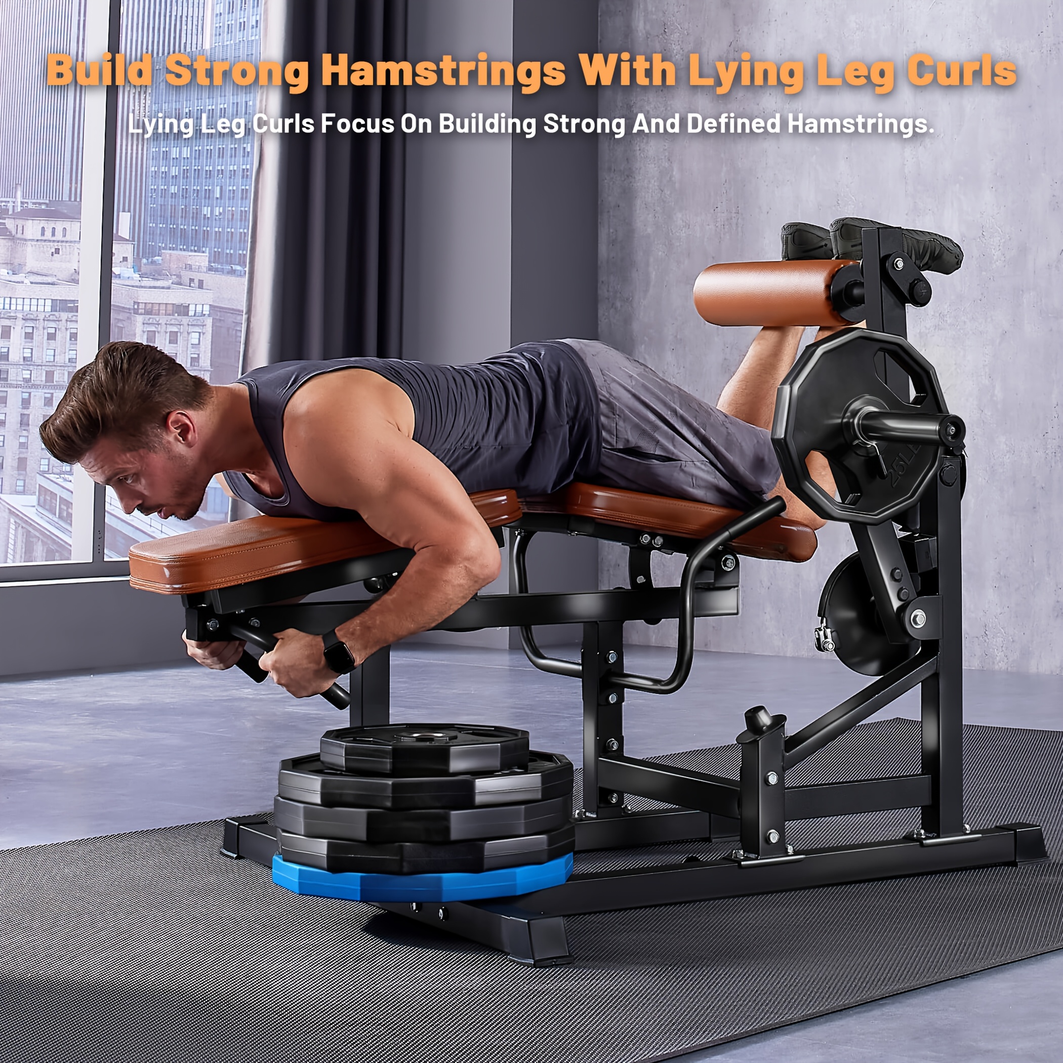 KINGSMITH Home Leg Fitness Equipment, Leg Flexion and Extension Trainer, Adjustable Leg Curl Machine with Rope System