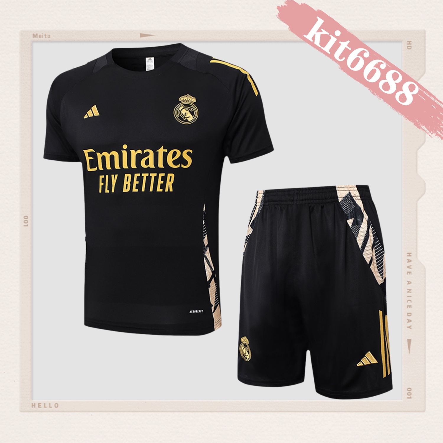 2024/2025 Real Madrid Black Adult Short Sleeve Training Suit (Adult Kit)