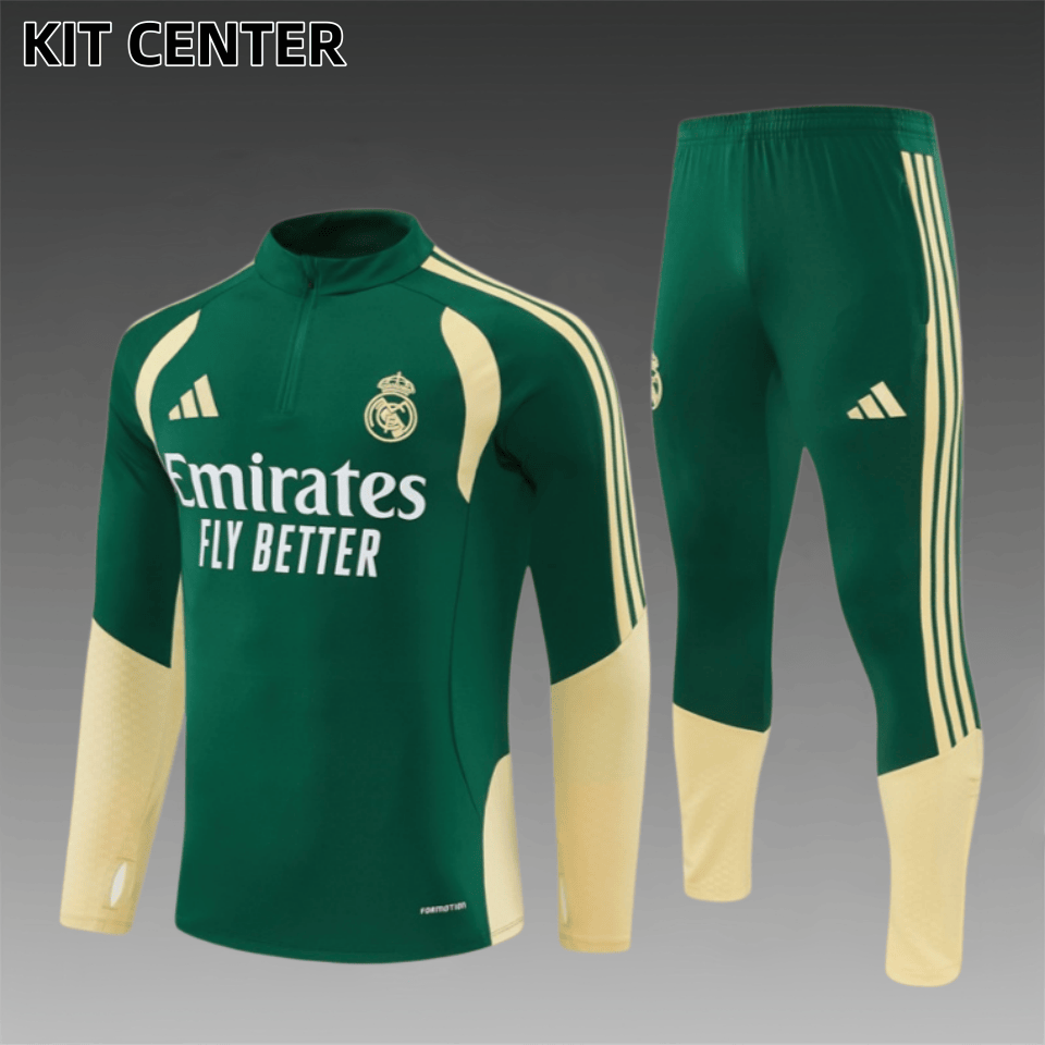 26/27 Real Madrid greenHalf Zip Training Kit (Adult Kids Kit)