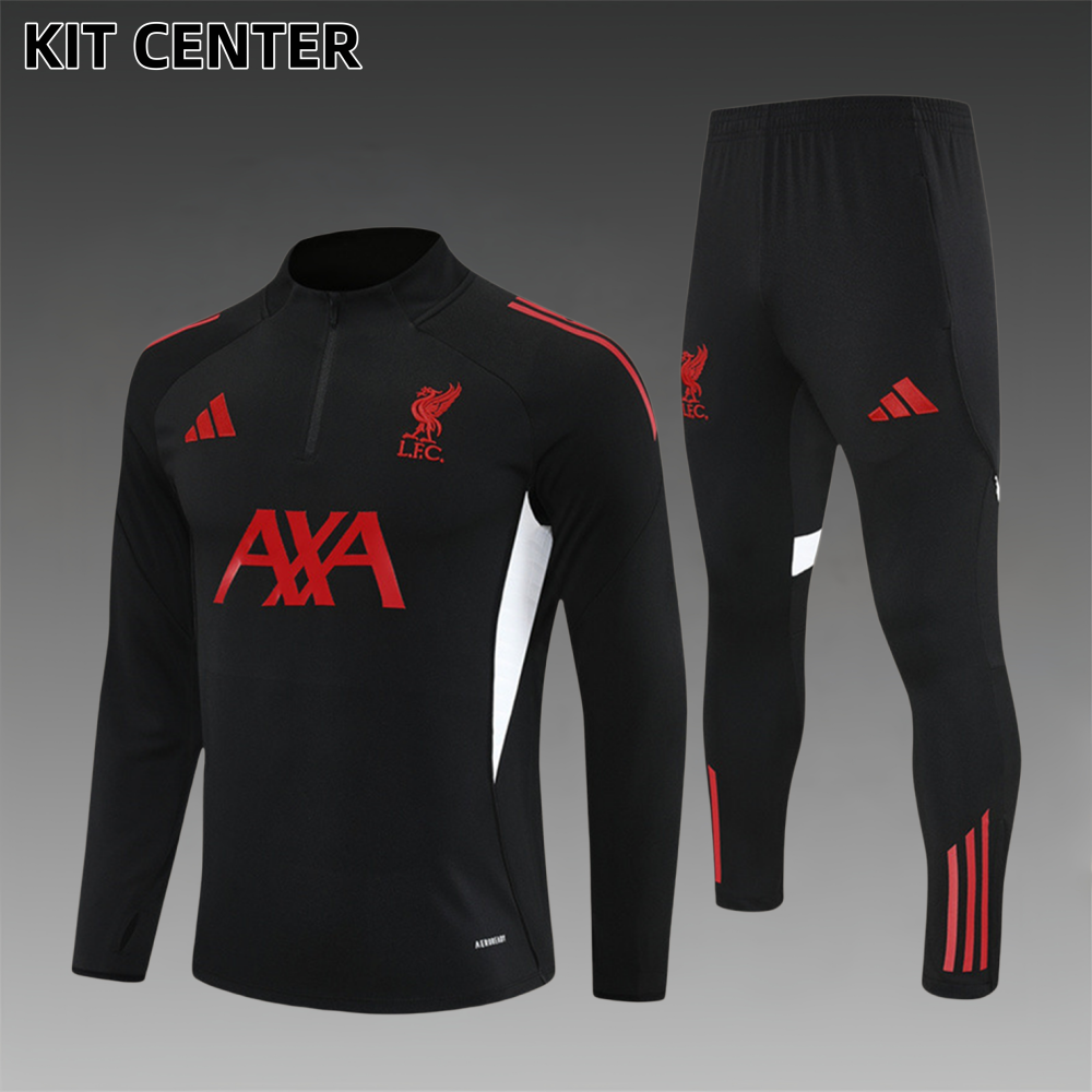 2025/2026 Liverpool Black Kids Half Zip Training Clothes (Kids Kit)