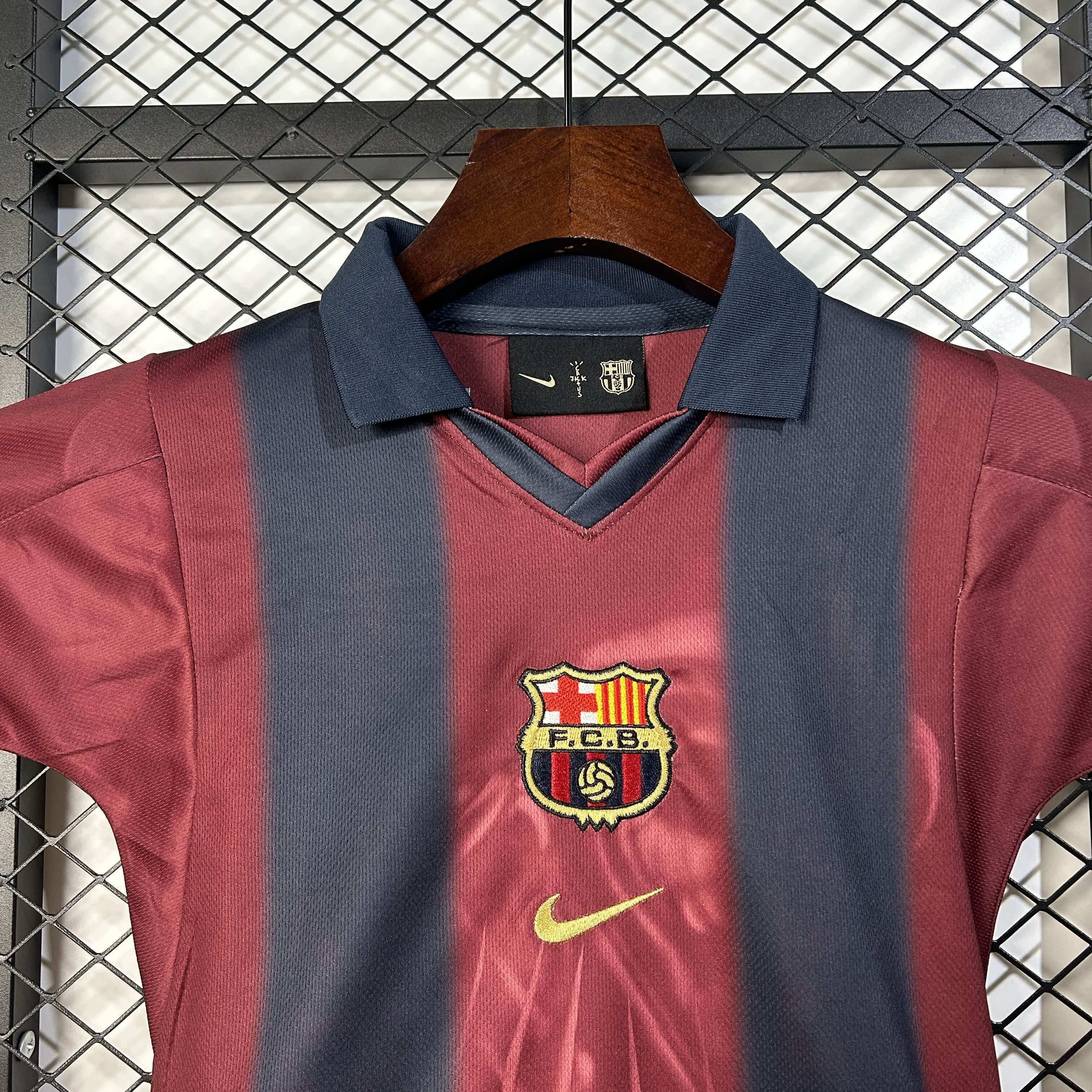 2025/2026 Barcelona Retro Camp Nou Football Shirt (Kids Kit socks)