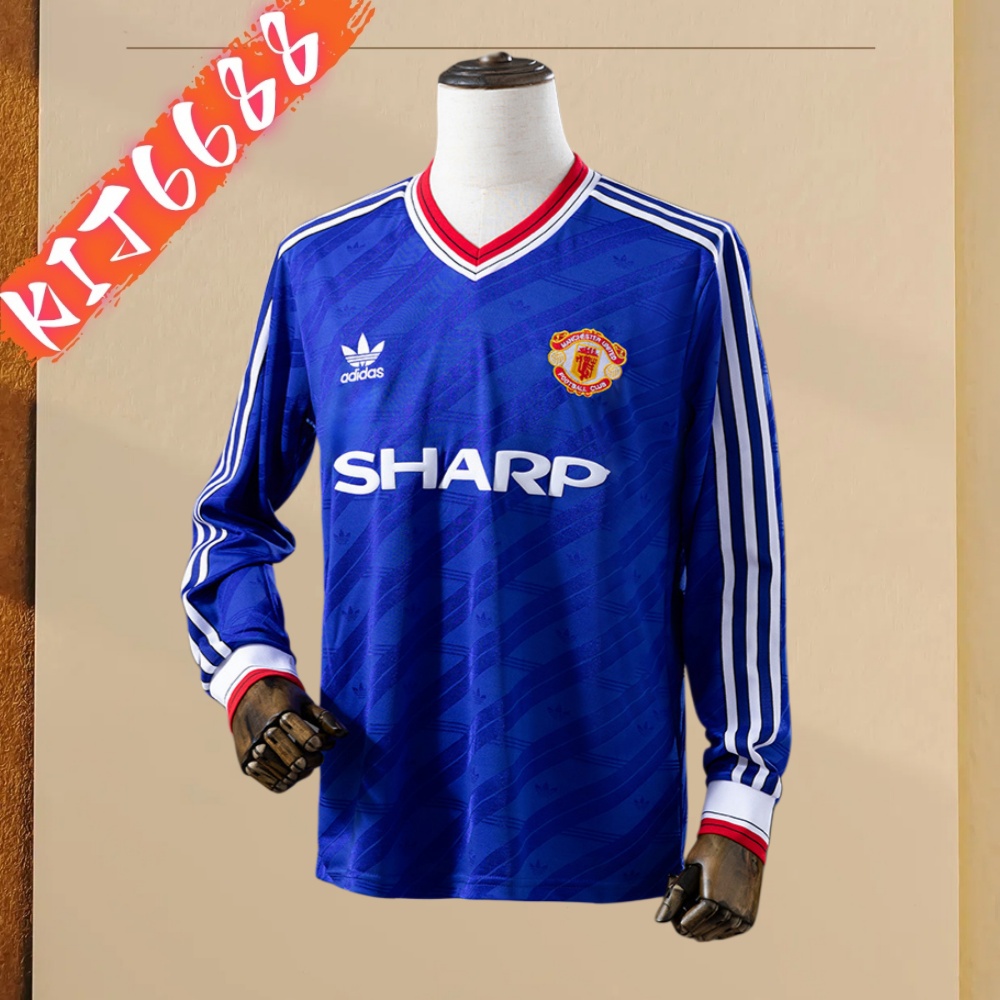 86/88 Manchester United Third Away  long sleeved retro football jersey