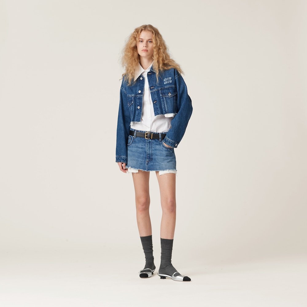 Denim blouson jacket