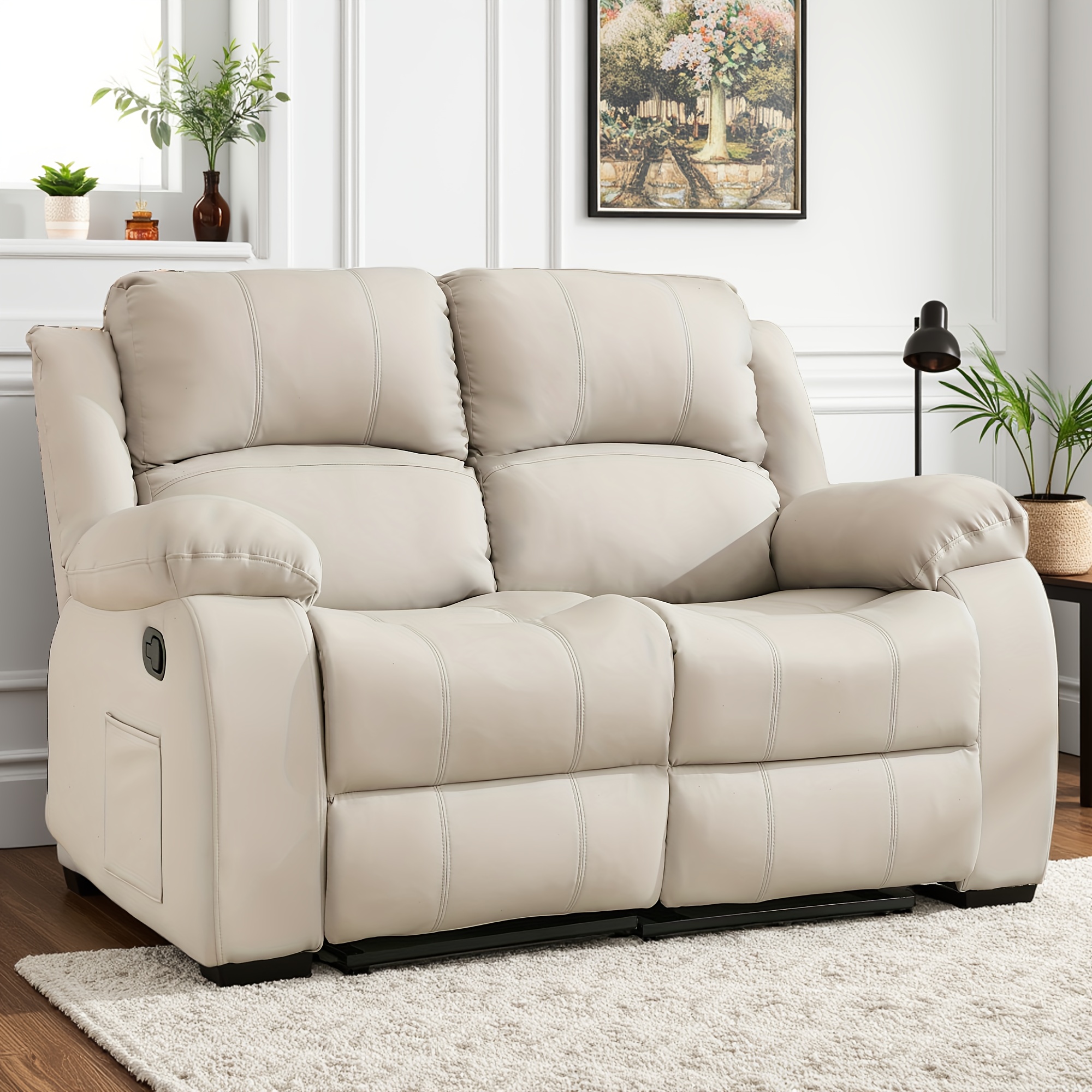 Double recliner, double adjustable recliner with side pockets, manual recliner sofa suitable for the living room, home recliner sofa set, sofa with recliners, double sofa suitable for the living room and home theater