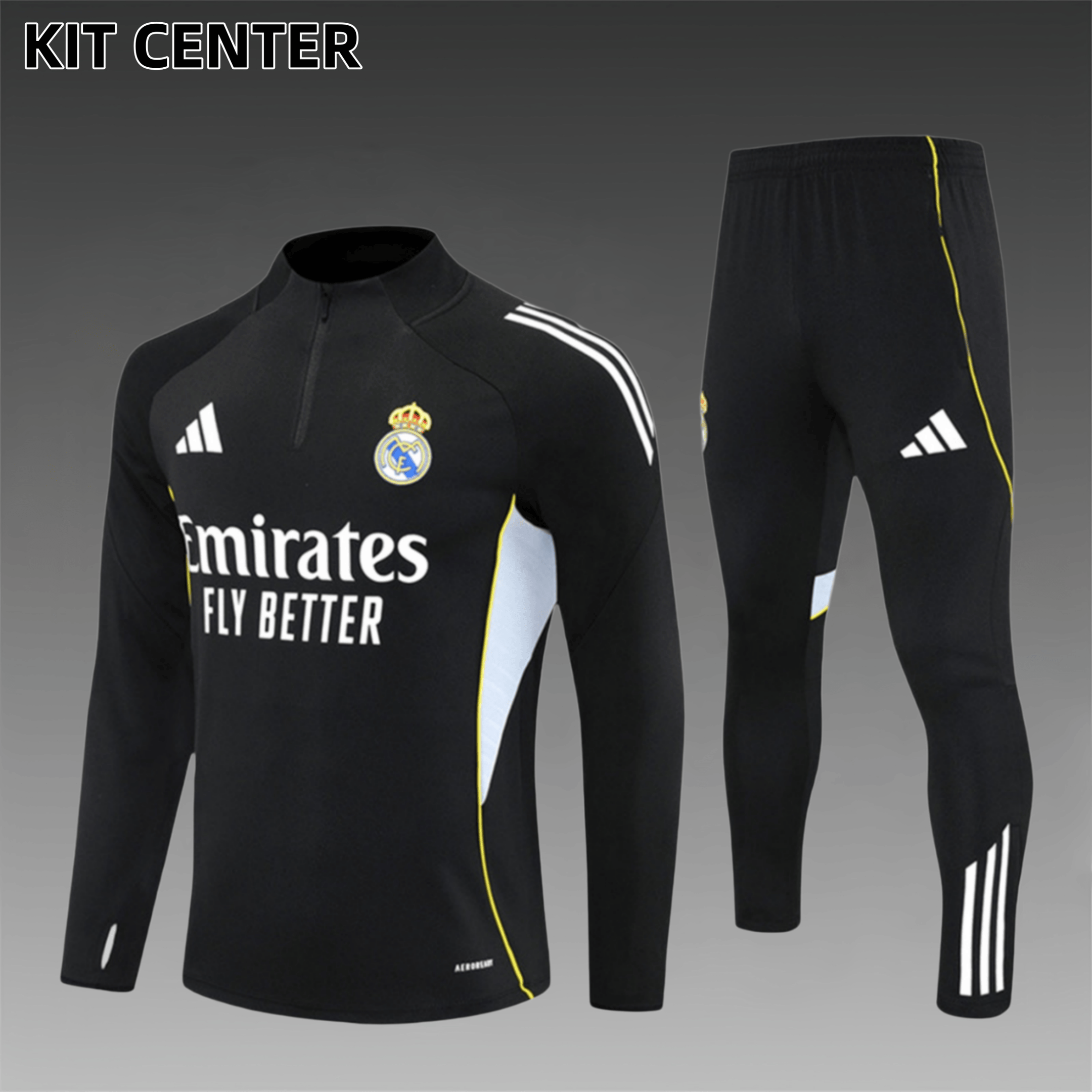 2024/2025 Real Madrid Black Half Zip Training Kit - Kids (Kids Kit)