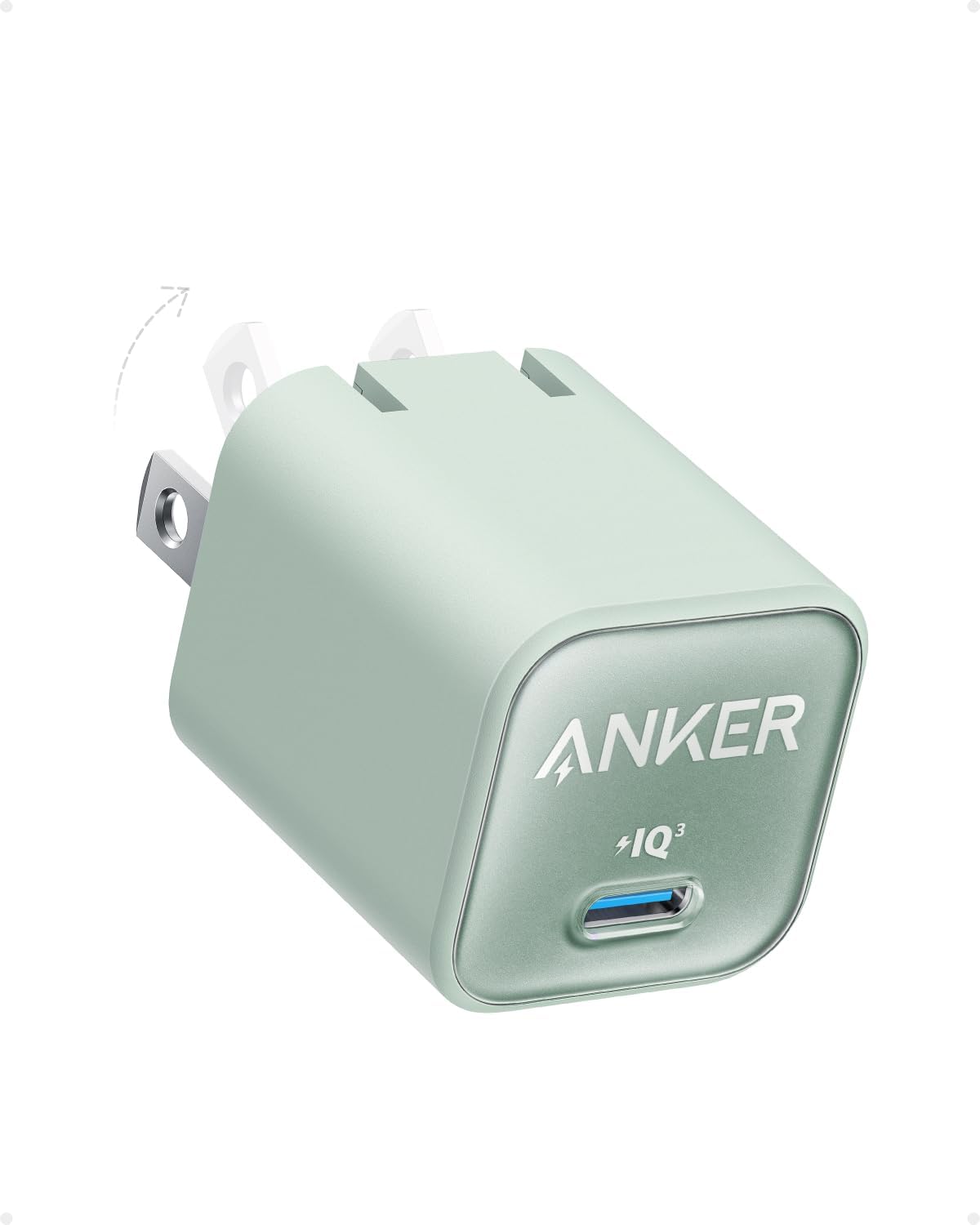 Anker 30W GaN USB C Charger, Foldable PD Fast Charger Block for iPhone, Android Phones