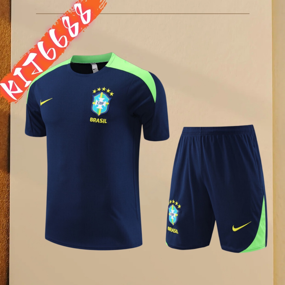 2024/2025 Brazil royal blue Adult & Kids Short Sleeve Training Suit (Adult & Kids  Kit)