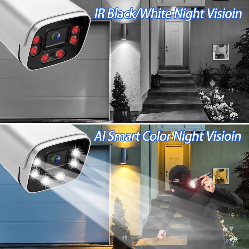 Gadinan Two-Way Audio Outdoor Surveillance Cameras 8MP 4K Metal Bullet Home Color Night Vision H.265 CCTV Smart Home IP Camera