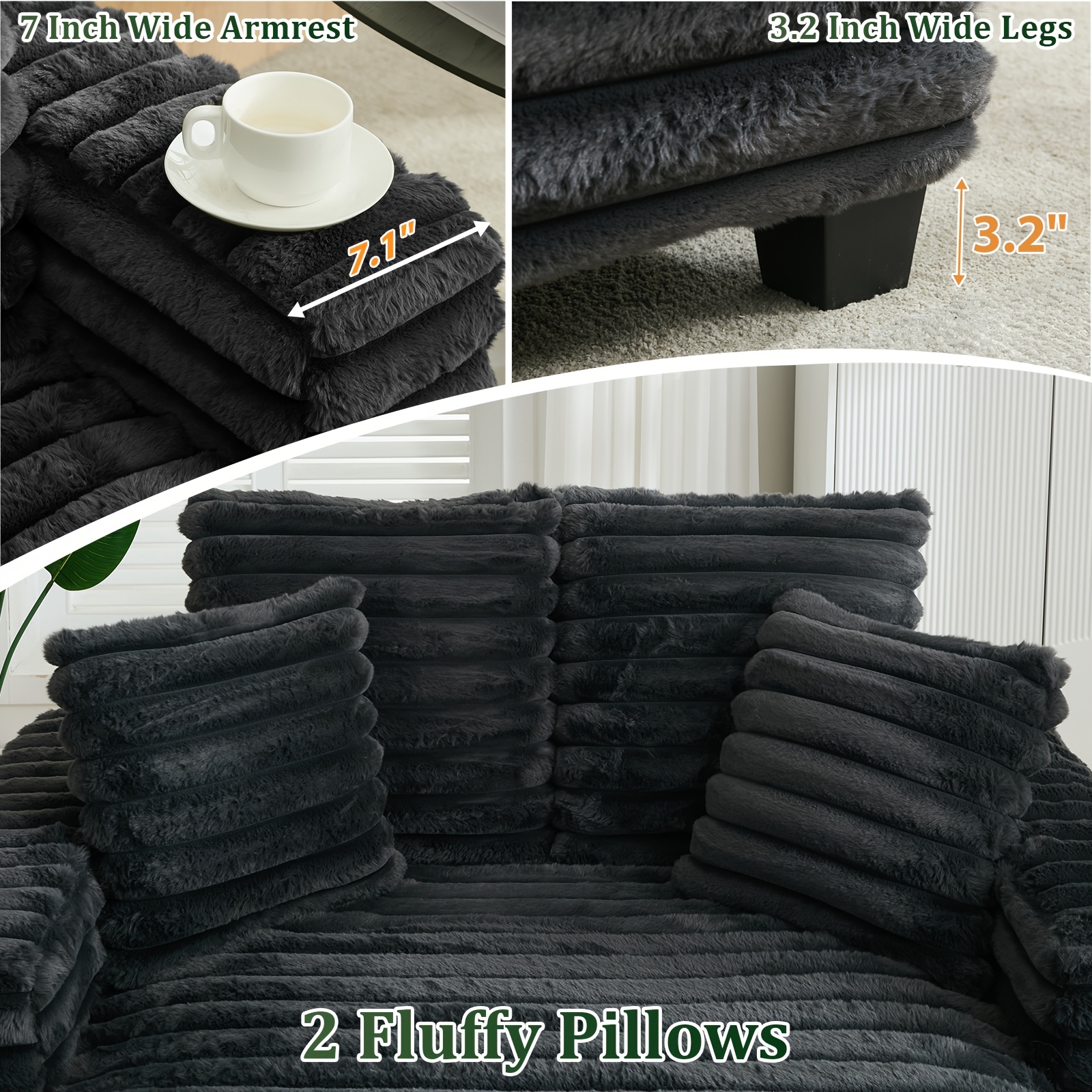 60inch Extra-large recliner, indoor, fluffy plush recliner sofa bed, corduroy upholstery, deep seat recliner sofa, cloud sofa, for living room and bedroom