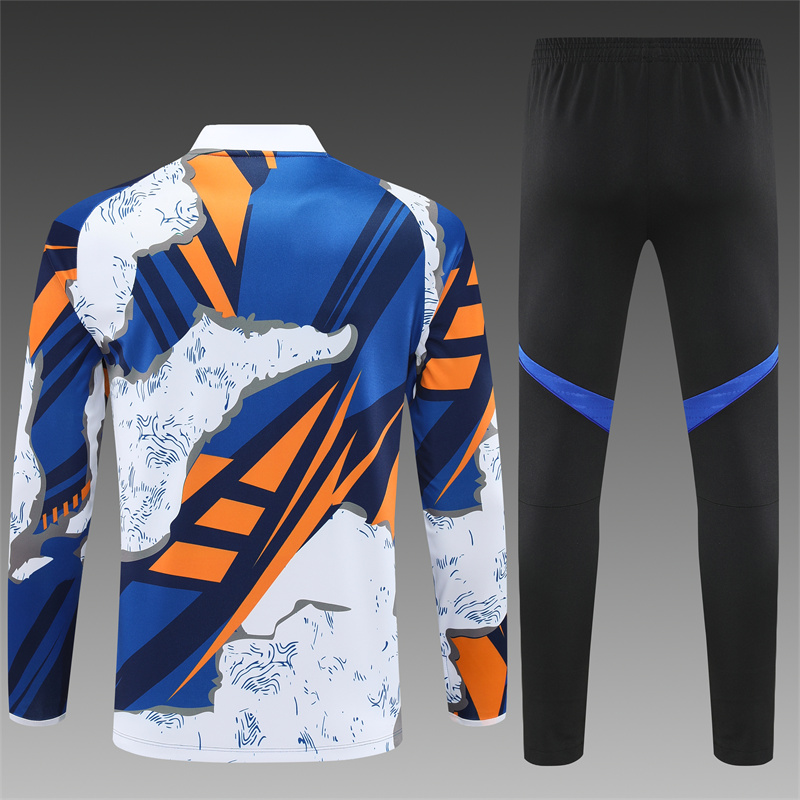 2025/2026 Real Madrid yellow and blue adult half-zip training suit (Adult Kids Kit)