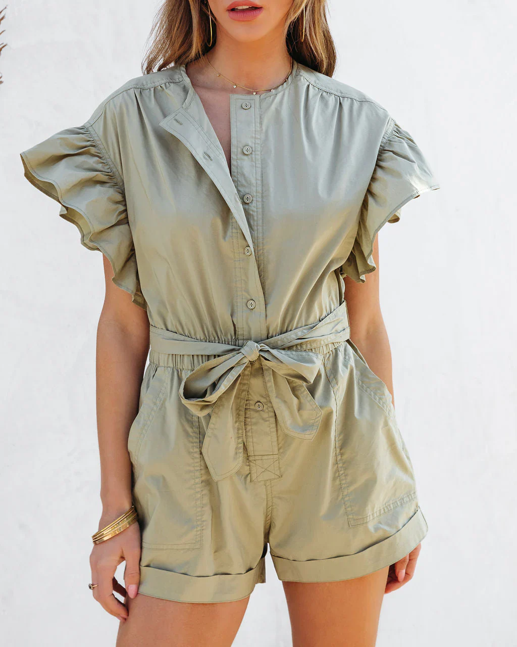 Marianne Ruffle Pocketed Romper