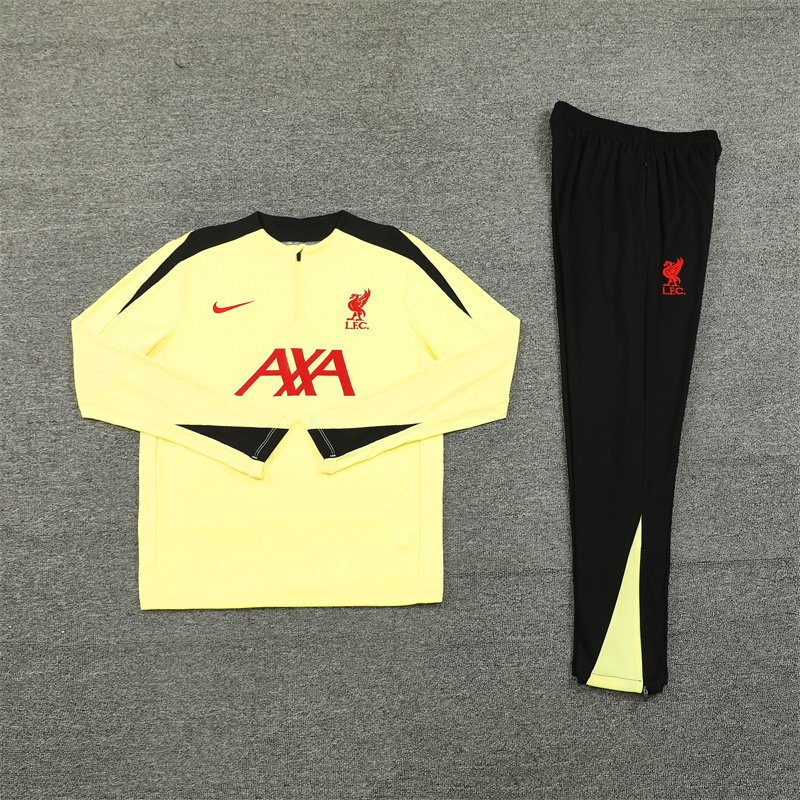 24/25 Liverpool light yellow Half Zip Training Kit (Adult Kids Kit)
